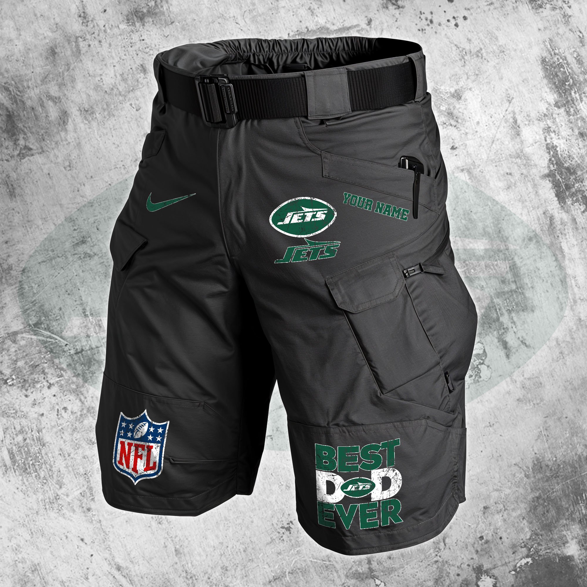 New York Jets Men Cargo Shorts Custom Your Name, Football Lovers Clothings, Fathers Day Gifts 