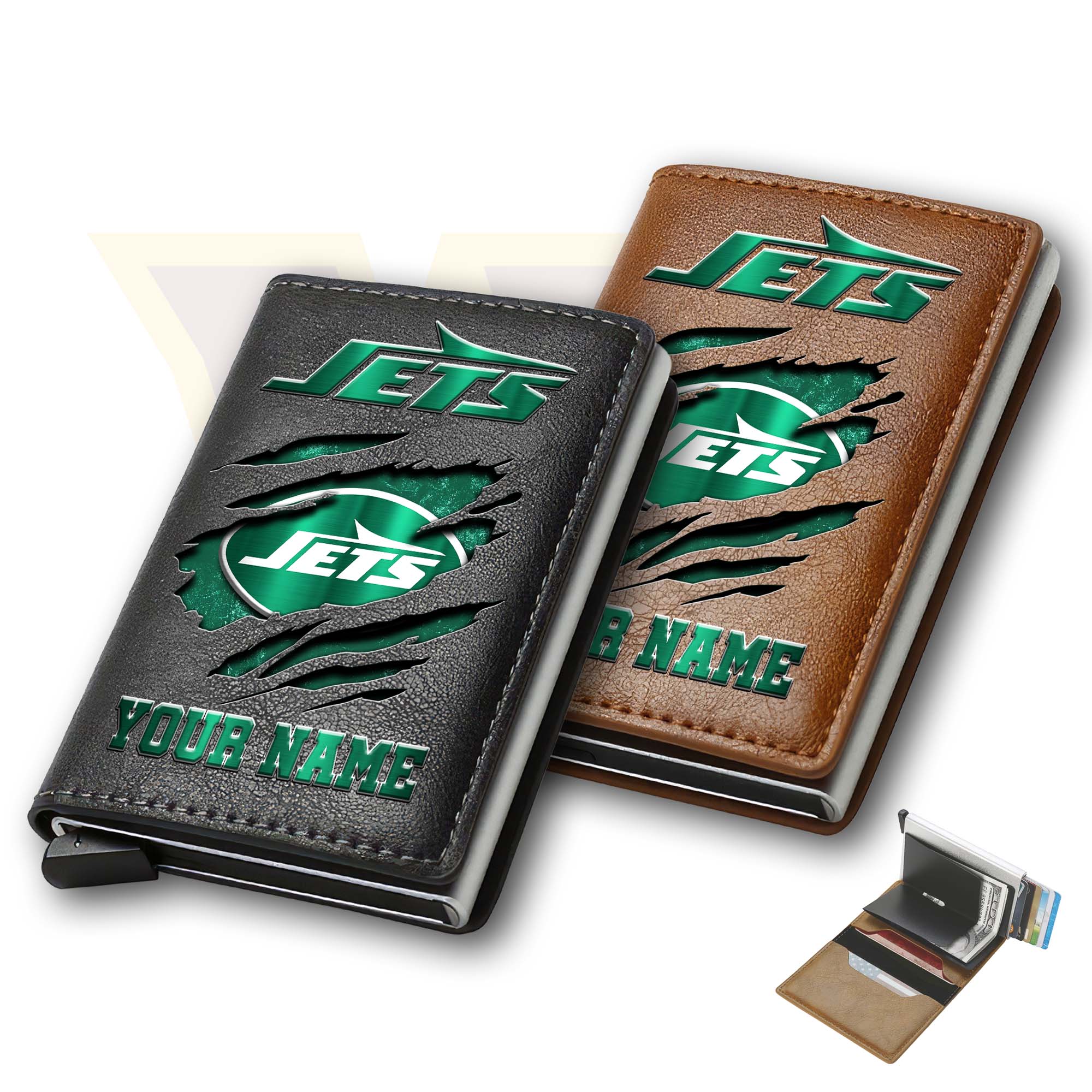 New York Jets Men Wallet Custom Your Name, Football Team Men Wallet For Fans, Gifts For Football Lovers