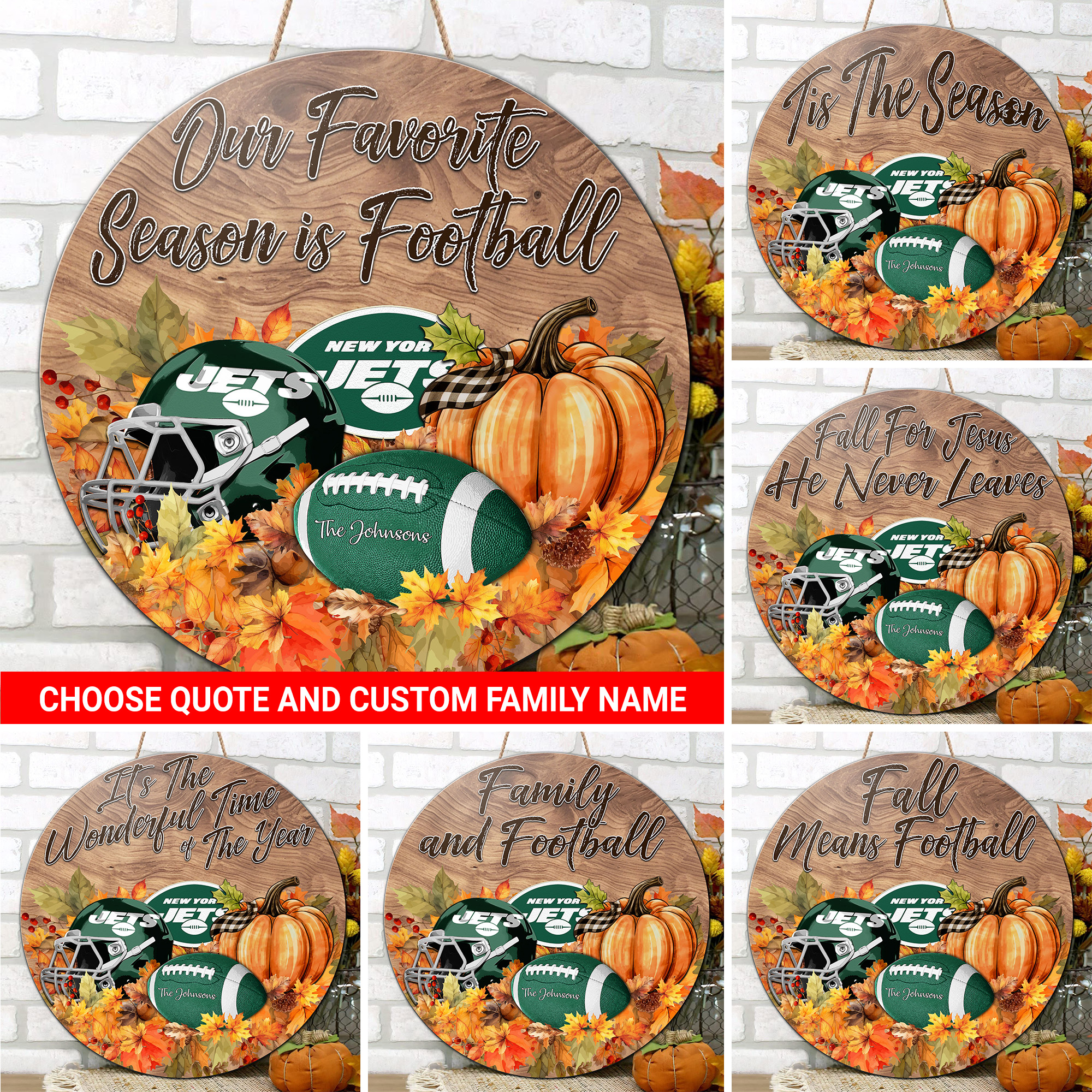 New York Jets Shape Wooden Sign Custom Your Family Name And Choose Your Quotes, Sport Sign