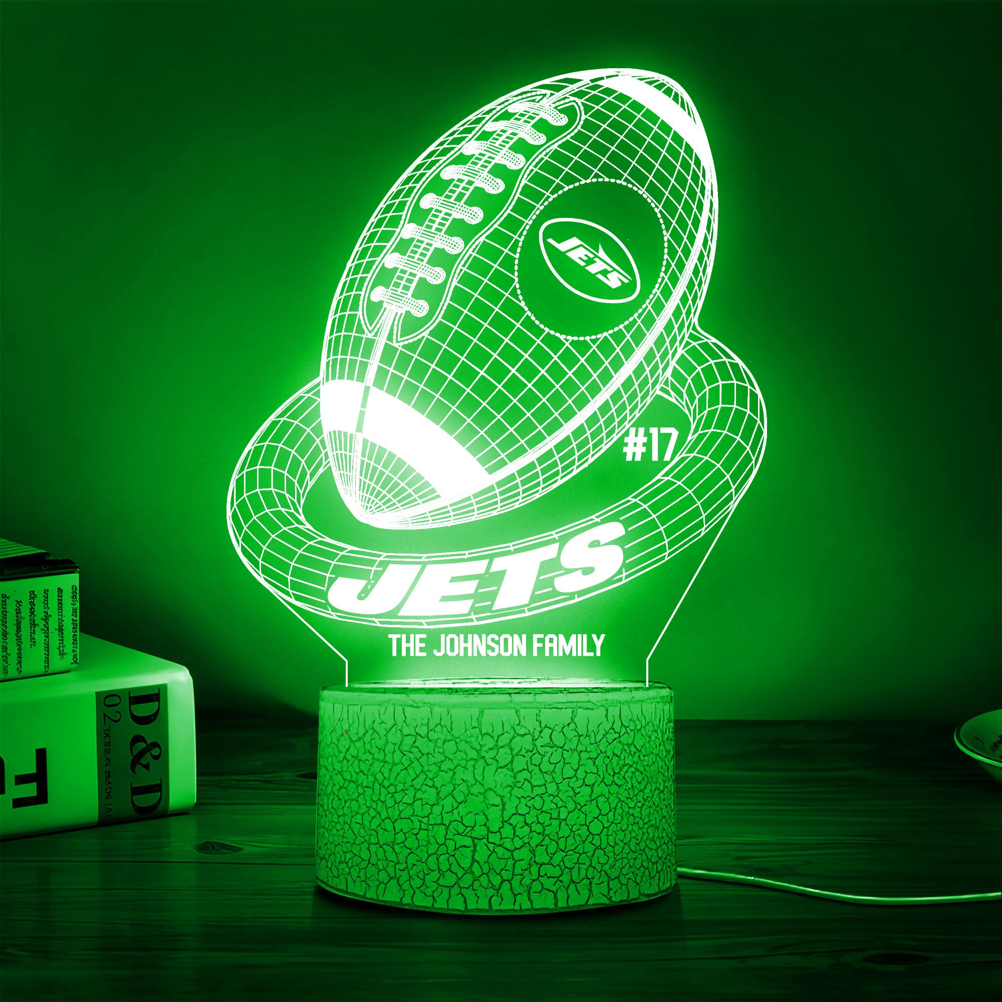 New York Jets Sport Team 3D Led Lamps Custom Family Name And Number, Sport Gifts, Sport Home Decor 