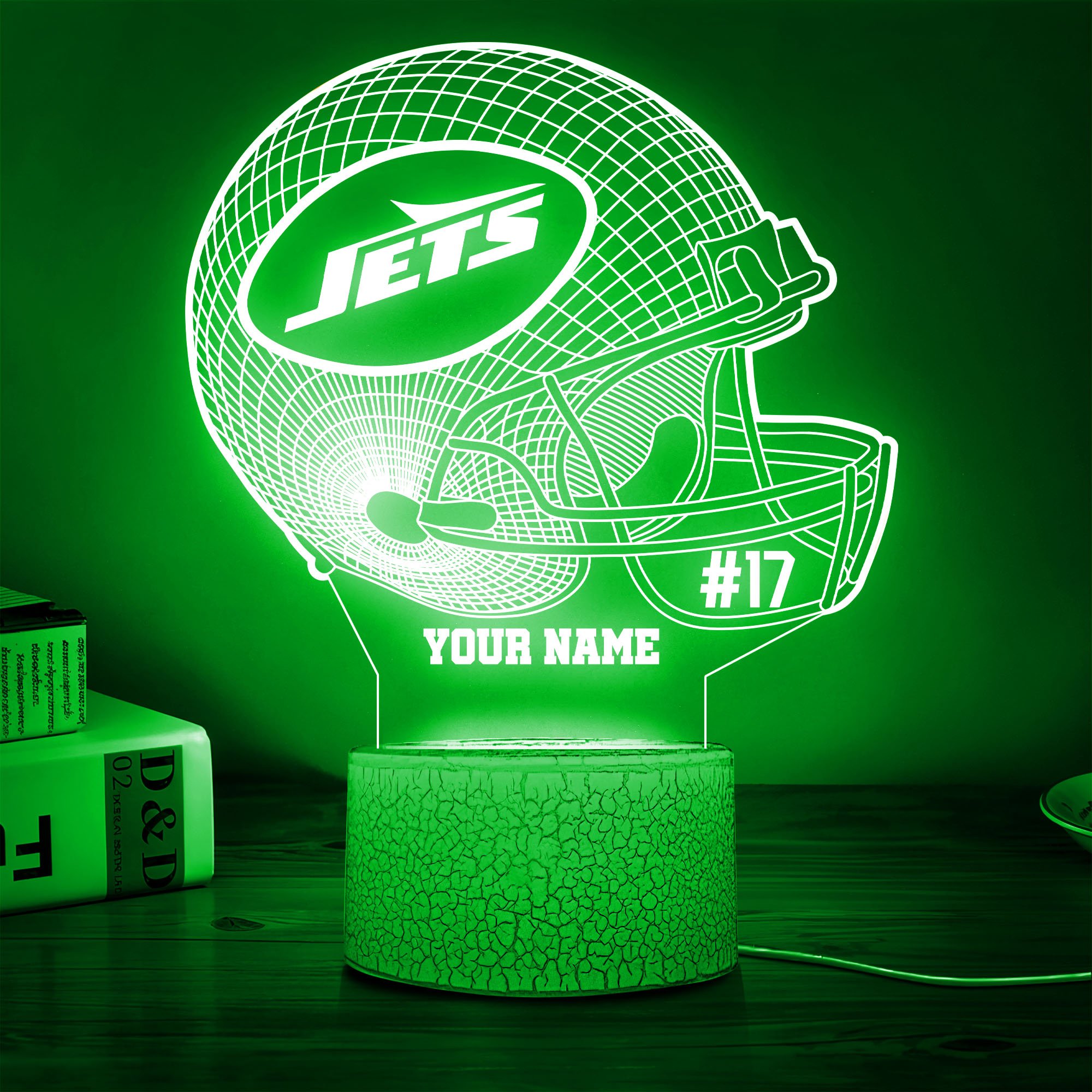 New York Jets Team 3D Led Lamp Custom Name And Year, Sport Lamp, Home Decor 
