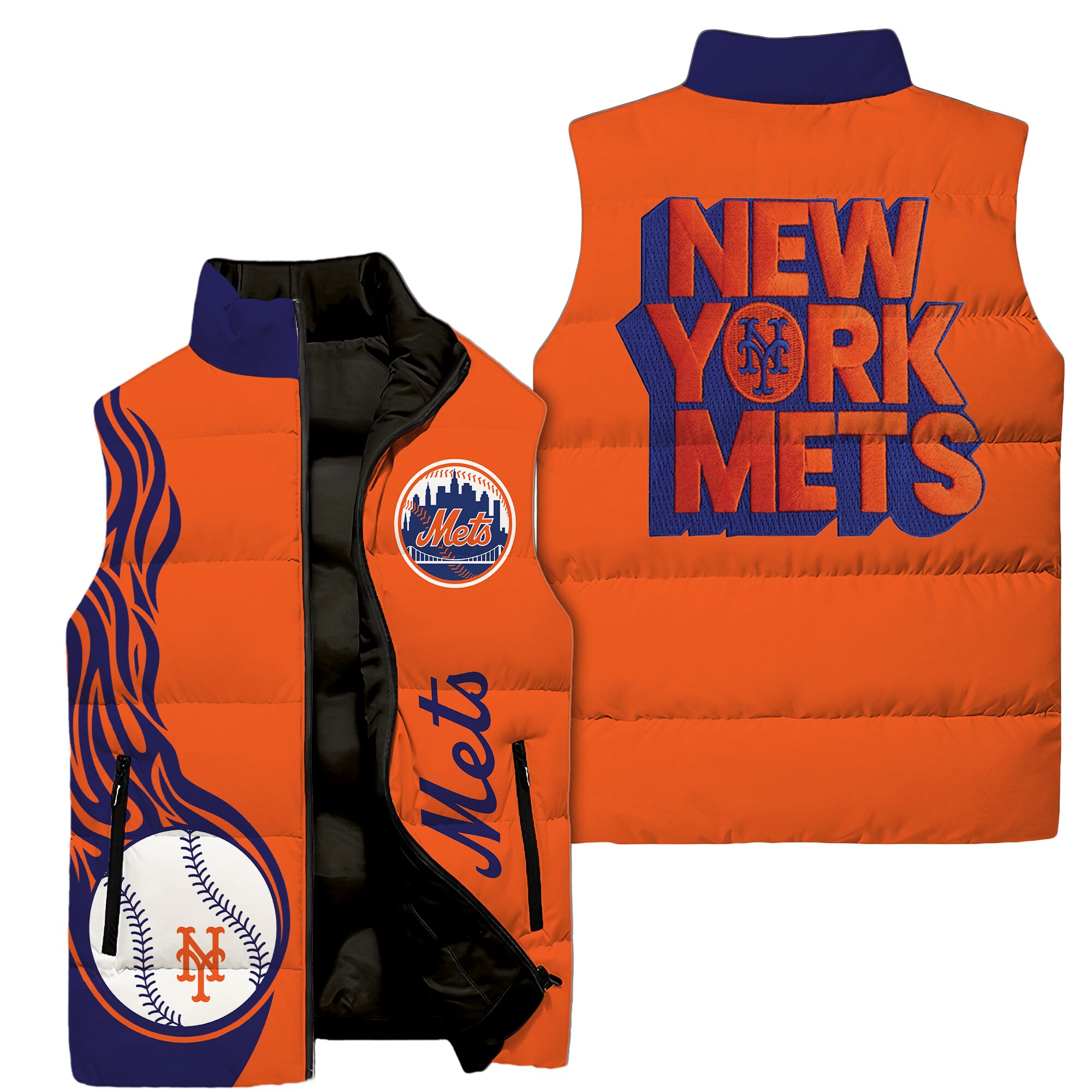 New York Mets MLB Style Sleeveless Puffer Jacket For Fans