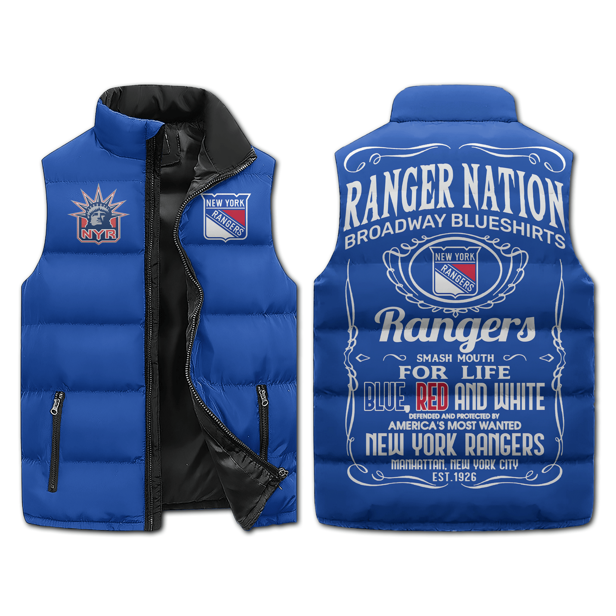 New York Rangers NHL Sleeveless Puffer Jacket