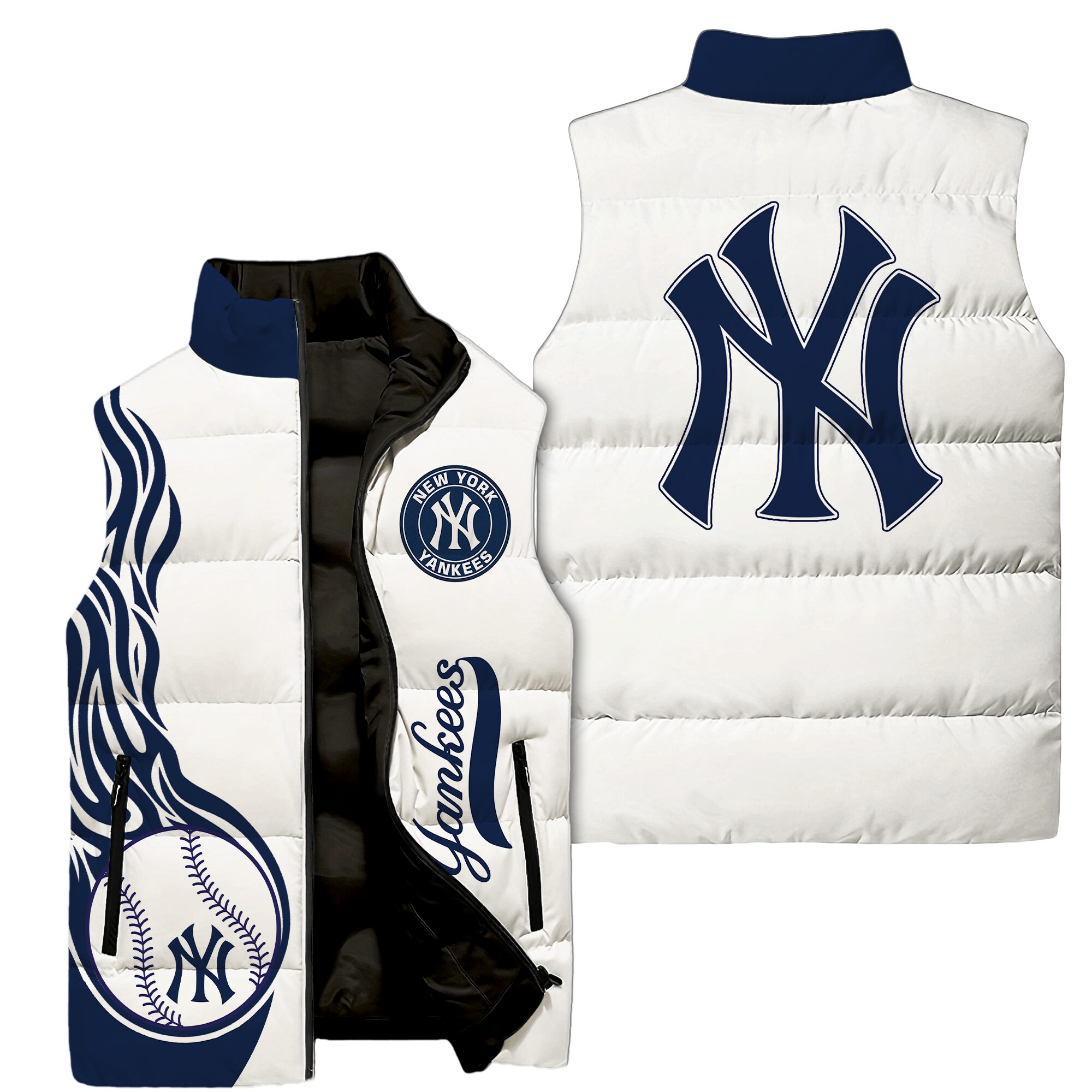 New York Yankees MLB Style Sleeveless Puffer Jacket For Fans