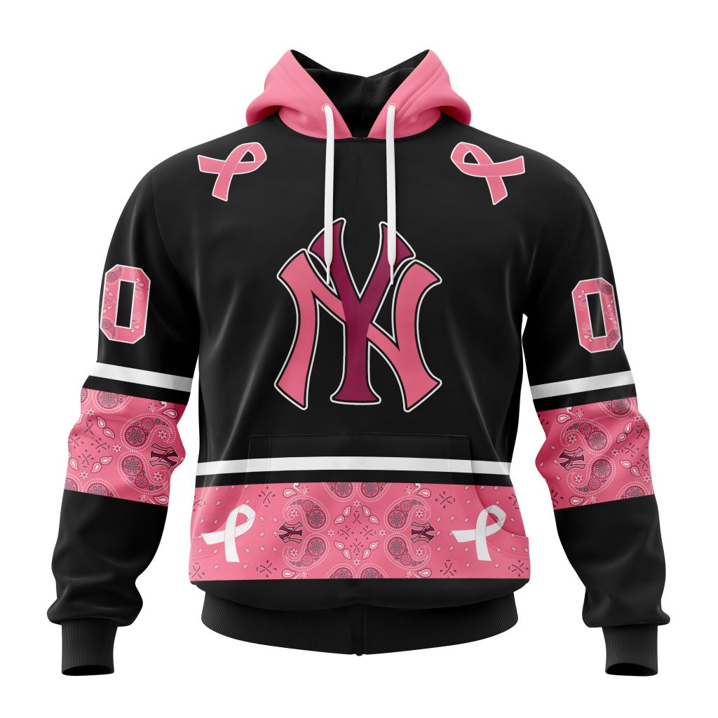 New York Yankees Specialized Design In Classic Style With Paisley In October We Wear Pink Breast Cancer Unisex Pullover Hoodie