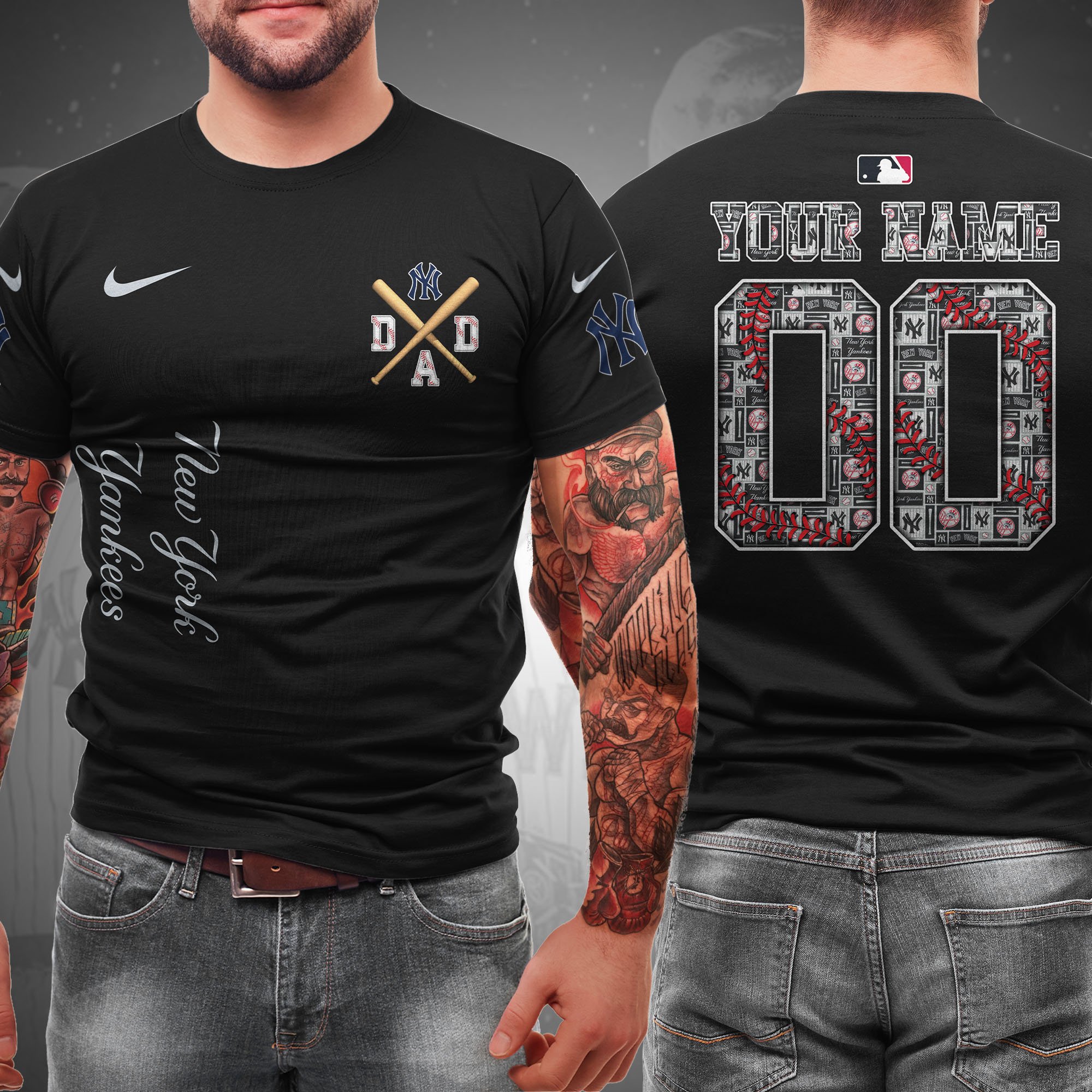 New York Yankees T-Shirt Custom Name And Number, Sport Team Shirt, Gifts For Dad 