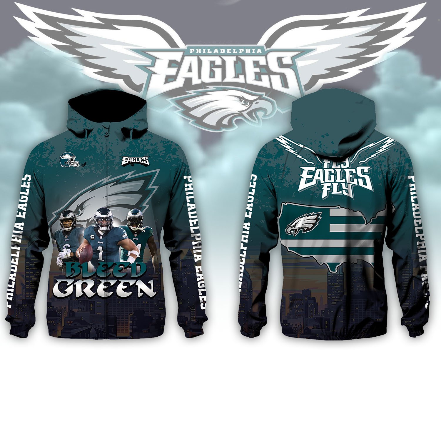 NFL Philadelphia Eagles Football Team For Fans Windbreaker Jacket