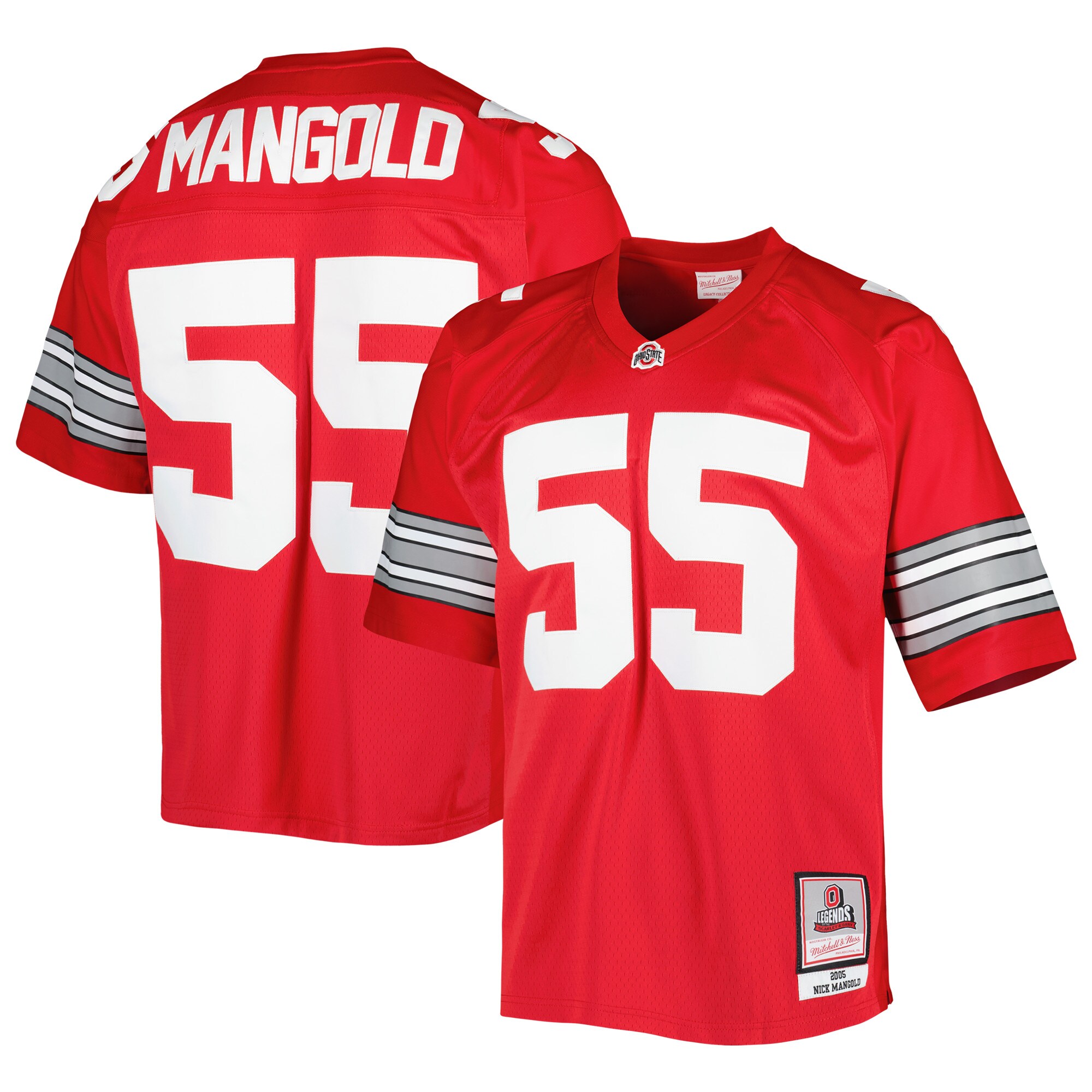 Nick Mangold Ohio State Buckeyes Mitchell  Ness Authentic Jersey - Scarlet