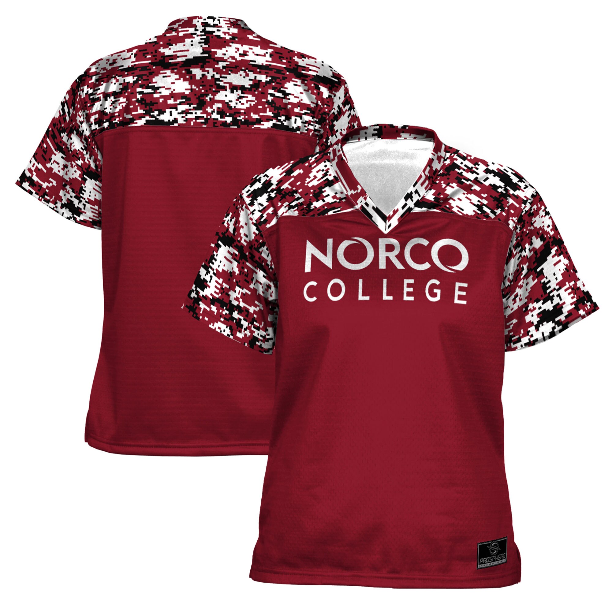 Norco College Mustangs Prosphere Womens Camo Football Jersey - Red