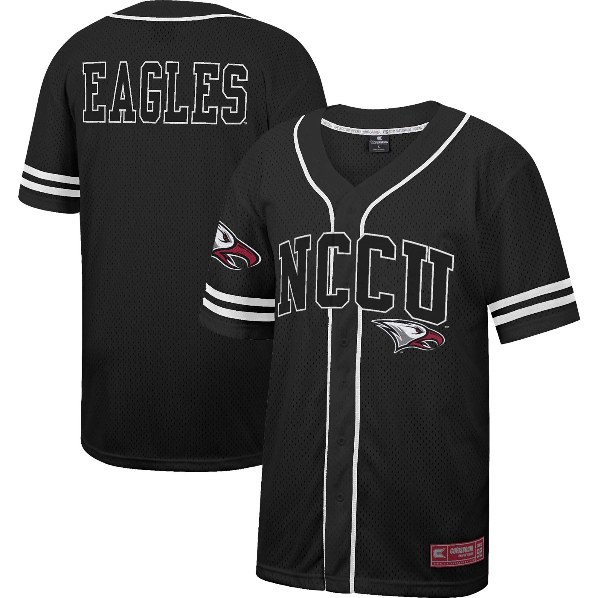 North Carolina Central Eagles Colosseum Free Spirited Mesh Button Up Baseball Jersey - Black