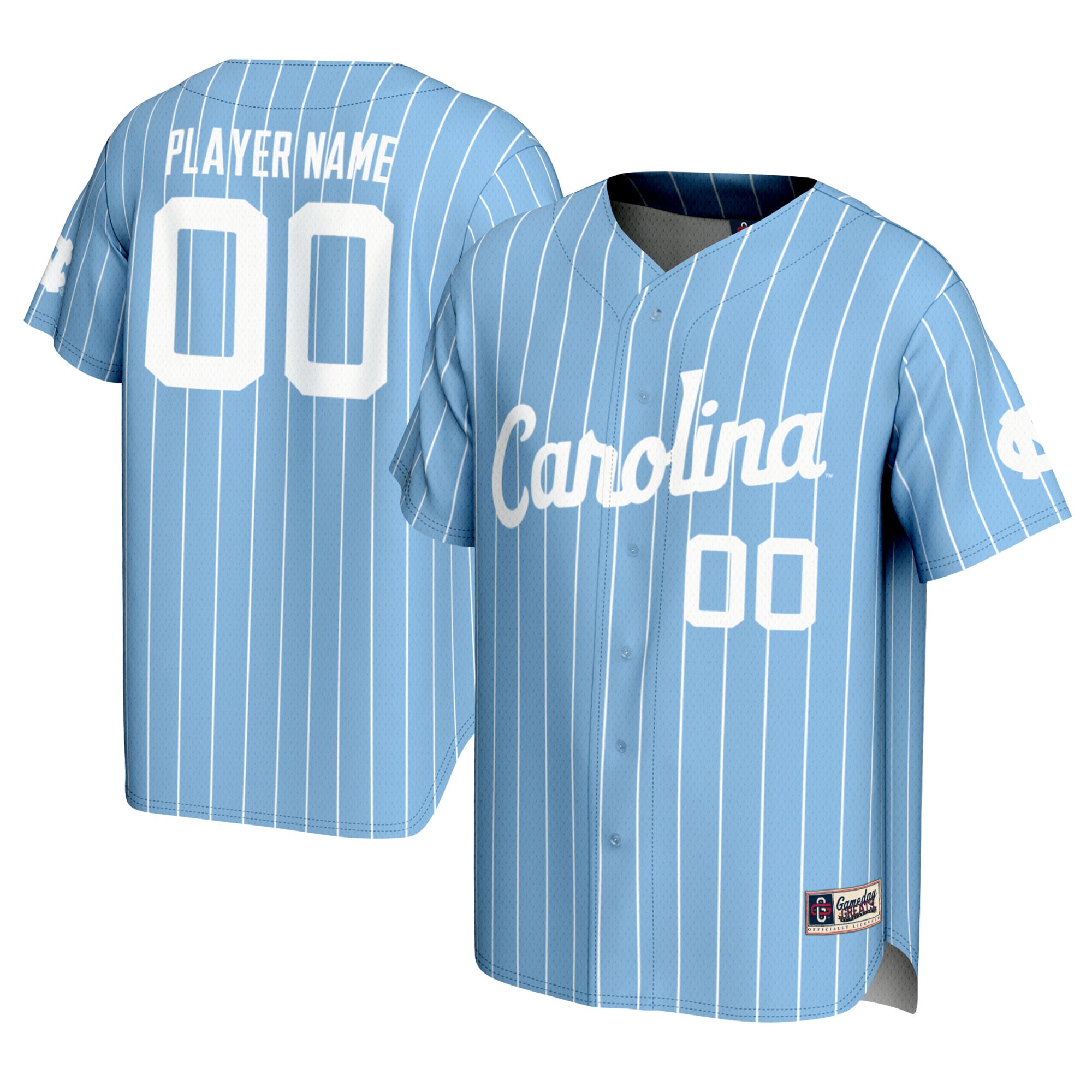 North Carolina Tar Heels Gameday Greats NIL Pick A Player Lightweight Baseball Jersey - Carolina Blue