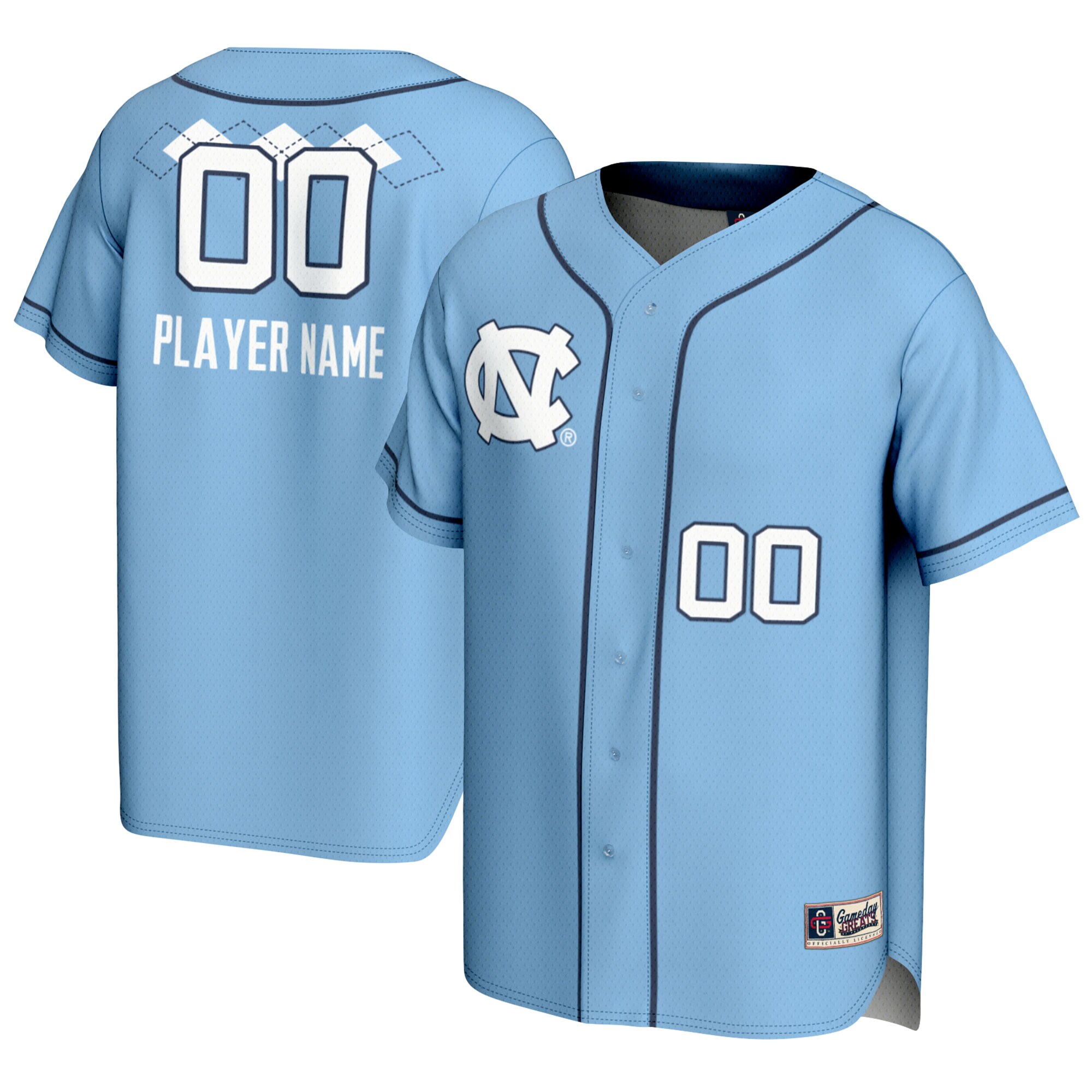 North Carolina Tar Heels Gameday Greats Unisex NIL Pick A Player Lightweight Softball Jersey - Carolina Blue