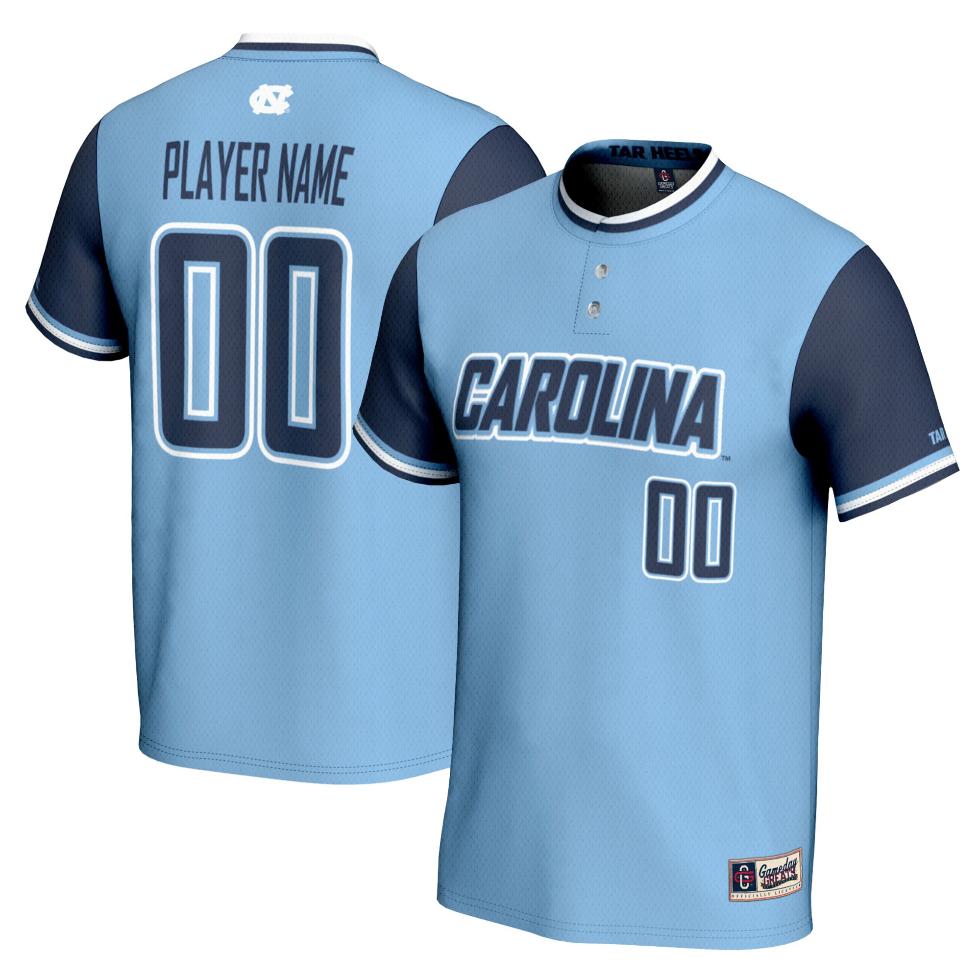 North Carolina Tar Heels Gameday Greats Unisex NIL Pick A Player Softball Lightweight Jersey - Carolina Blue