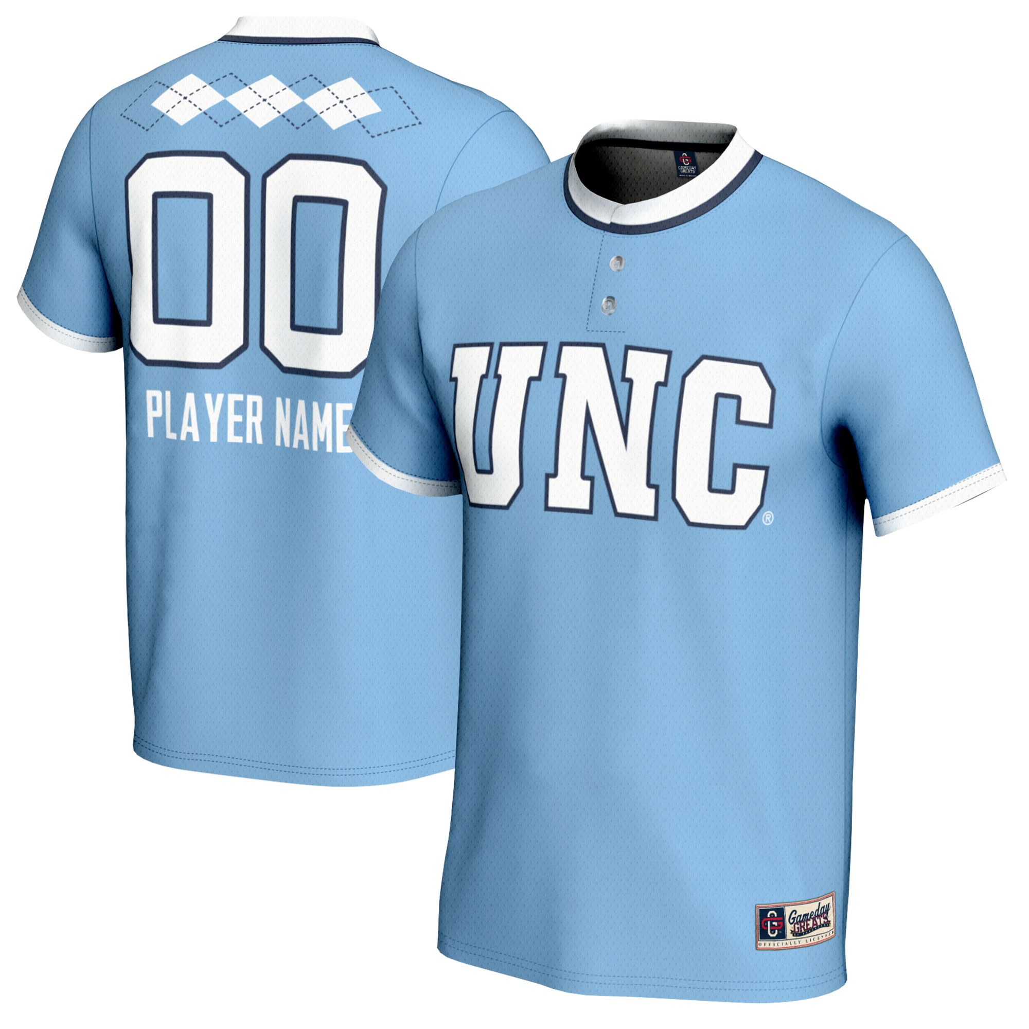 North Carolina Tar Heels Gameday Greats Youth NIL Pick A Player Lightweight Softball Jersey - Carolina Blue