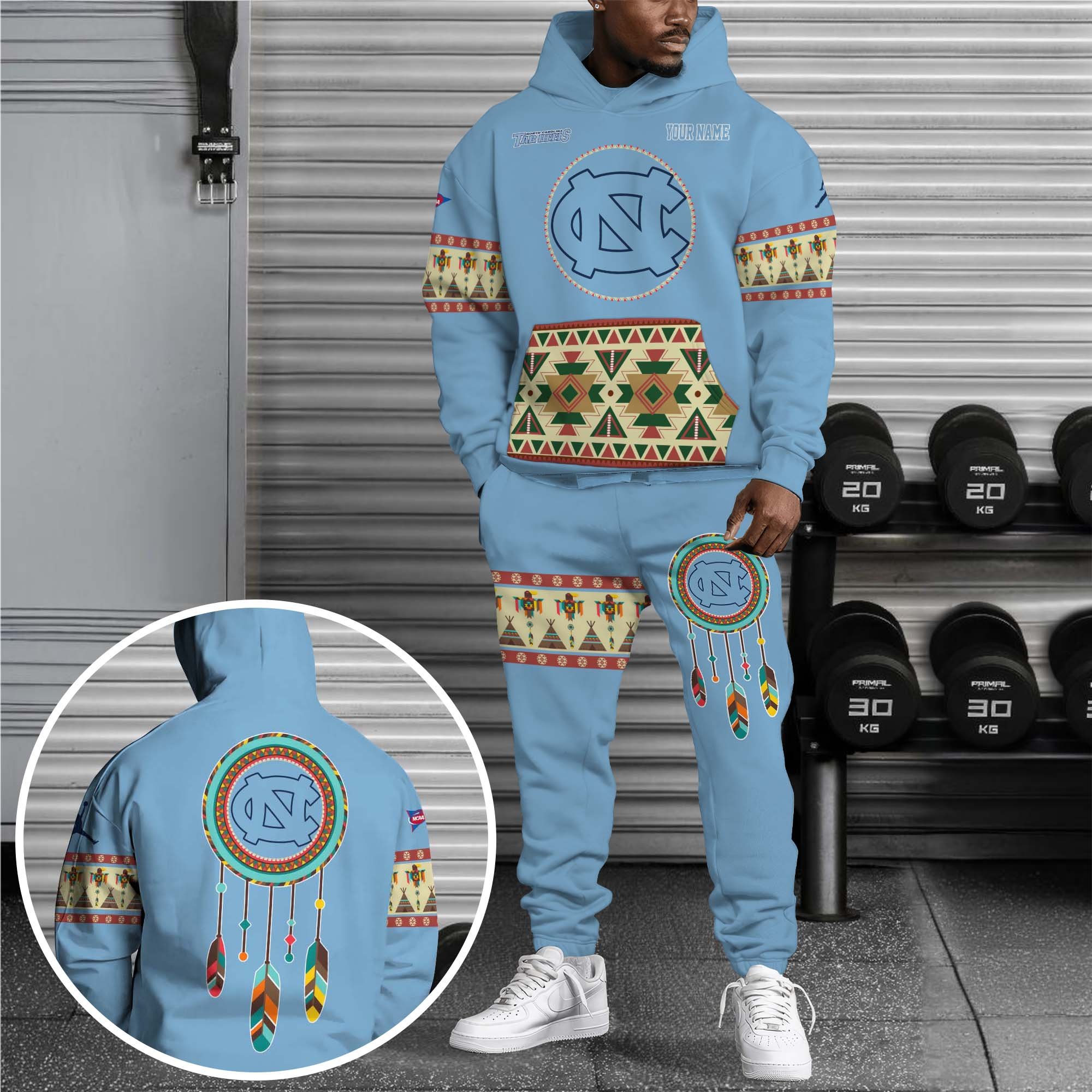 North Carolina Tar Heels Hoodie Sweatpants Set Custom Your Name, Sport Hoodie Sweatpants Set, Sport Gifts For Fan