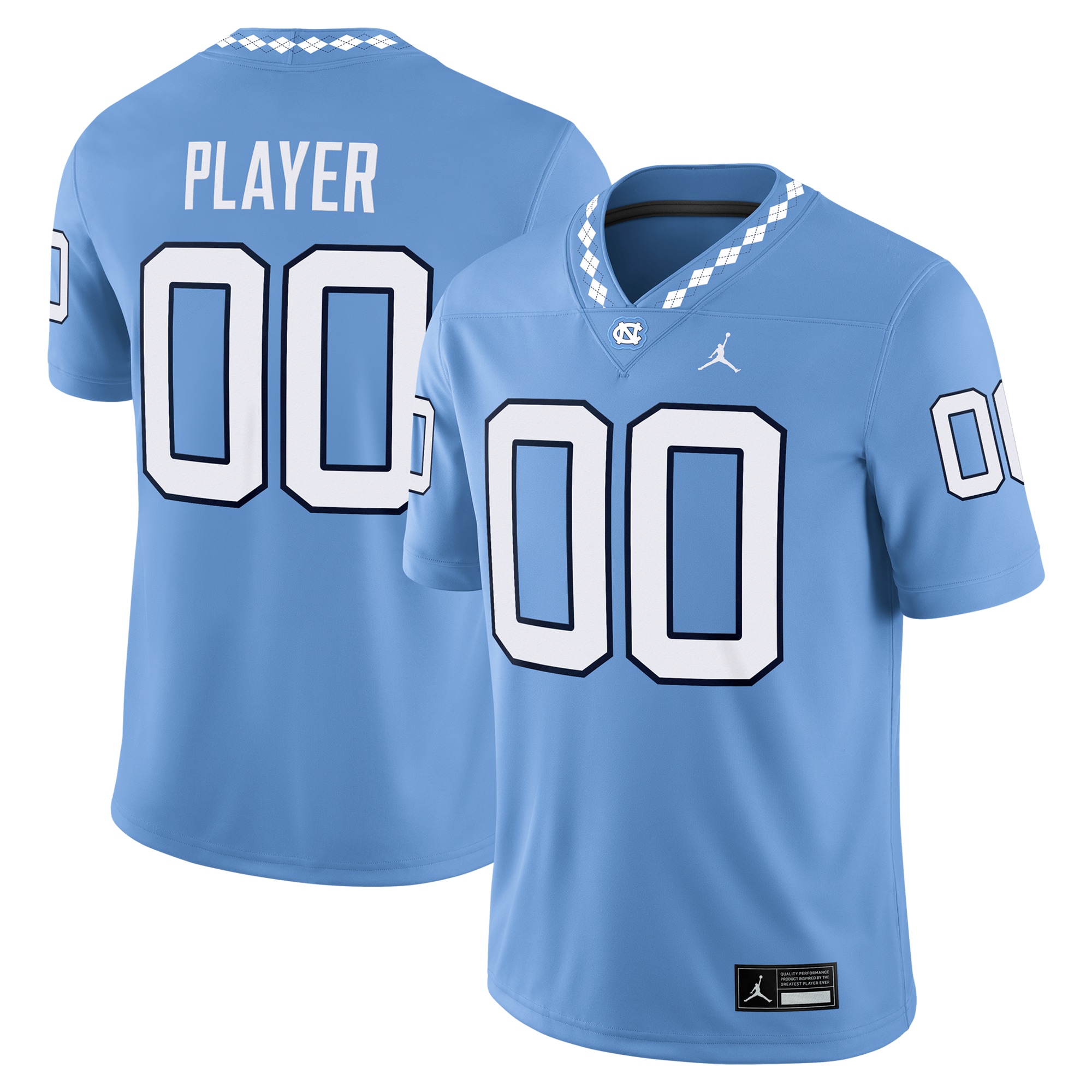 North Carolina Tar Heels Jordan Brand NIL Pick A Player Football Game Jersey - Carolina Blue