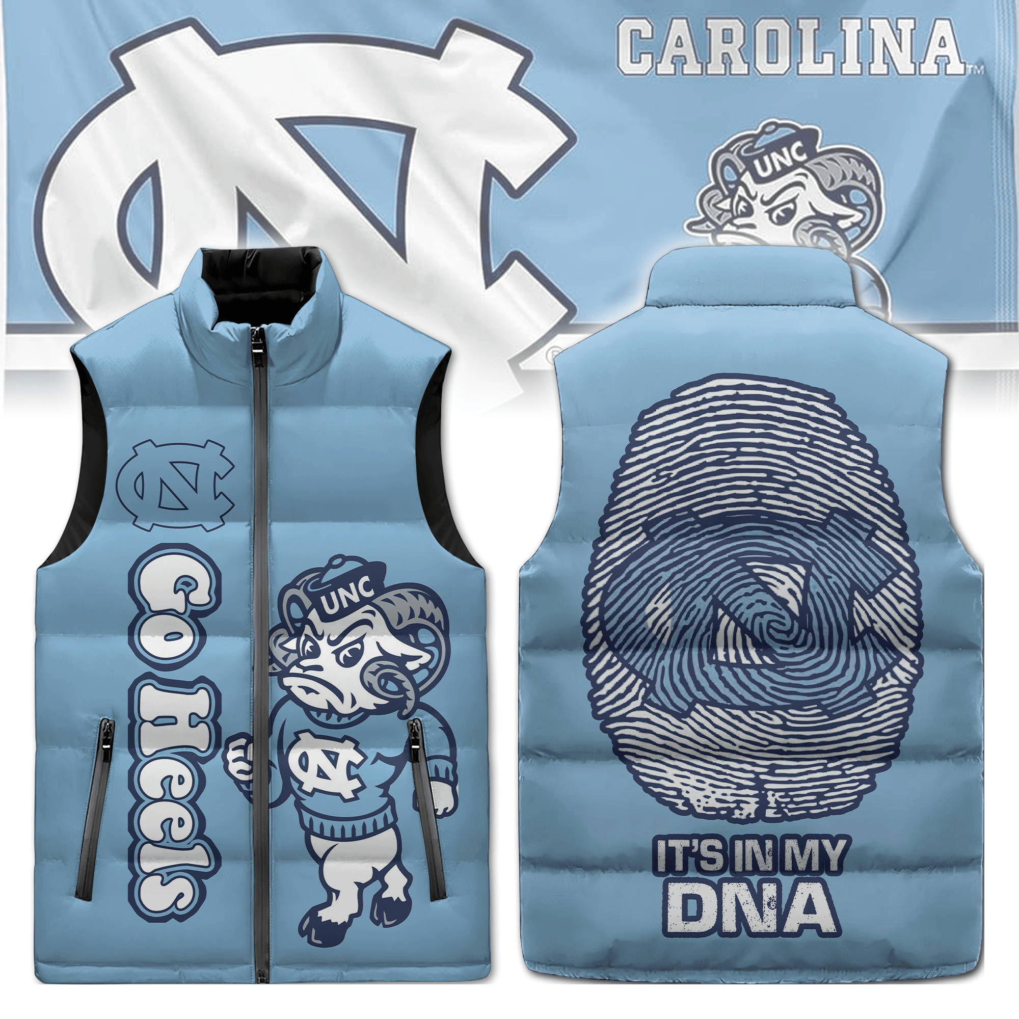 North Carolina Tar Heels NCAA Sleeveless Puffer Jacket