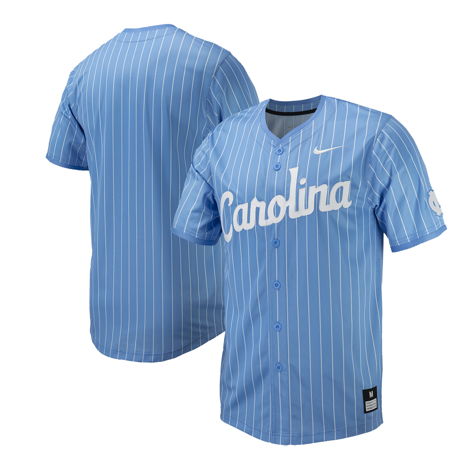 North Carolina Tar Heels Nike Pinstripe Replica Baseball Jersey - Carolina Blue
