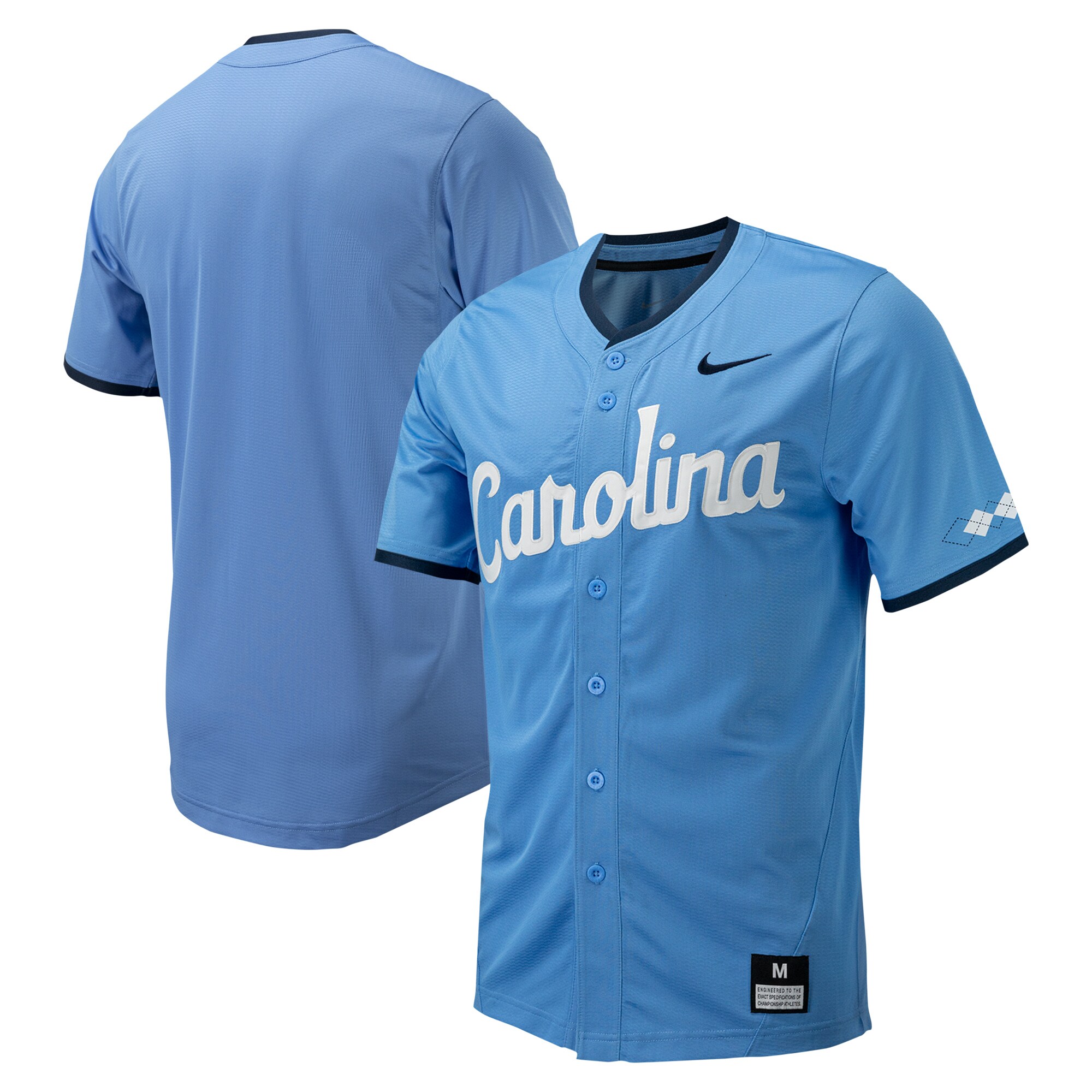 North Carolina Tar Heels Nike Replica Full Button Baseball Jersey - Carolina Blue