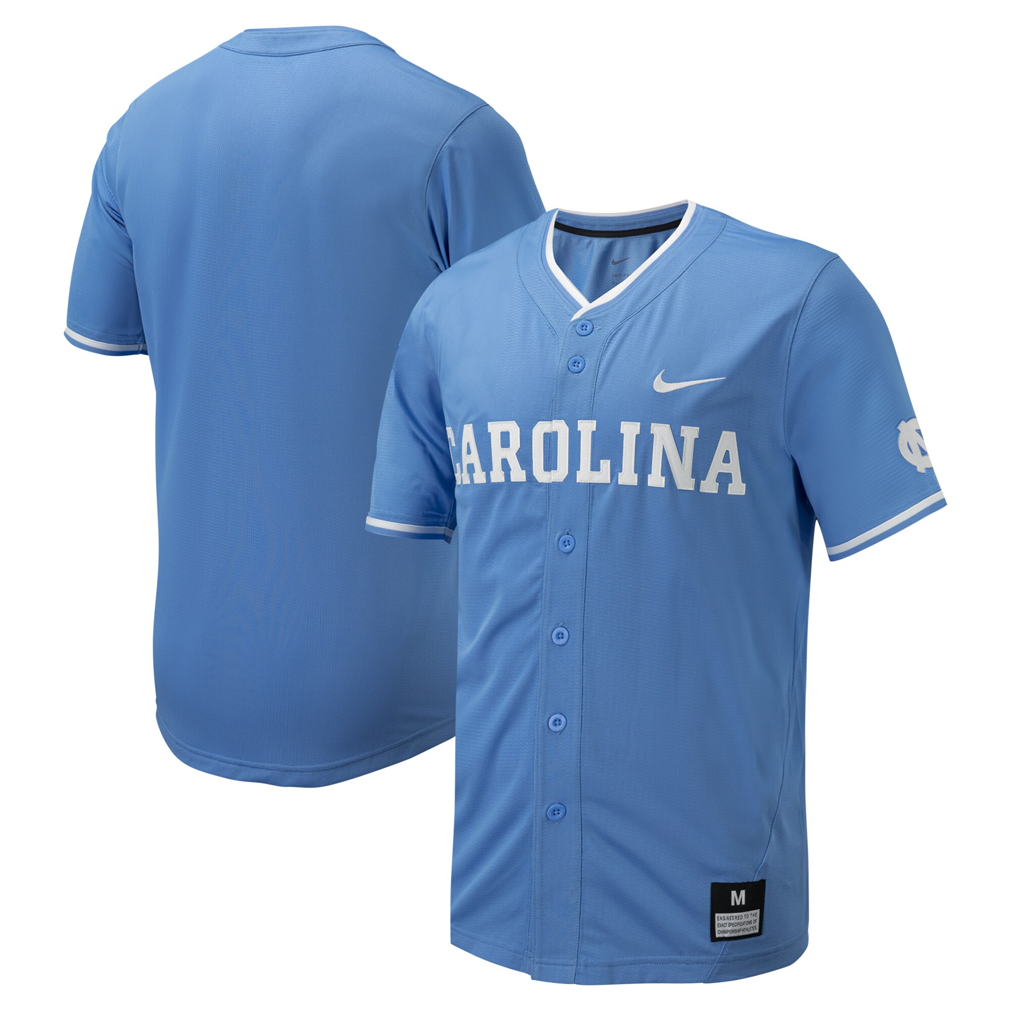 North Carolina Tar Heels Nike Replica Full Button Baseball Jersey - Carolina Blue