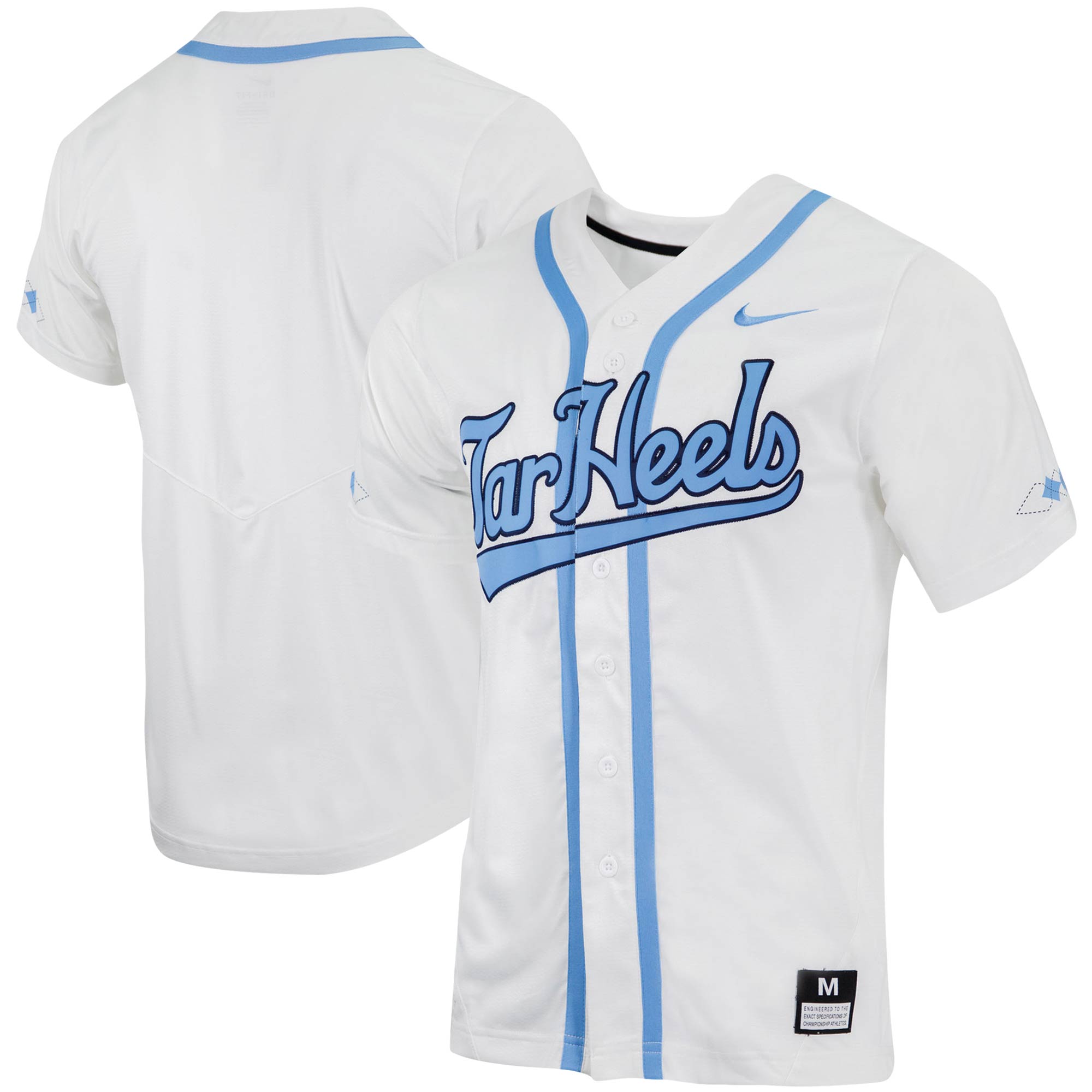 North Carolina Tar Heels Nike Replica Full Button Baseball Jersey - White