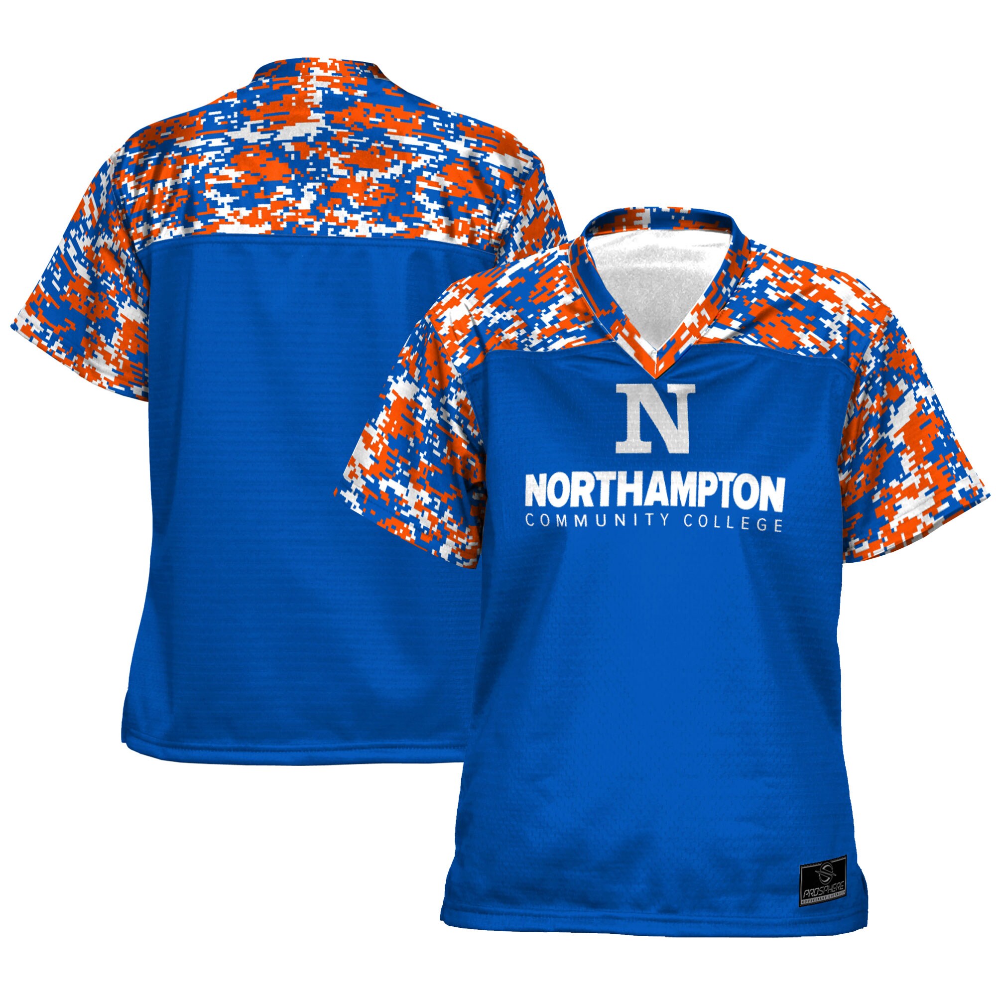 Northampton Community College Spartans Prosphere Womens Camo Football Jersey - Blue