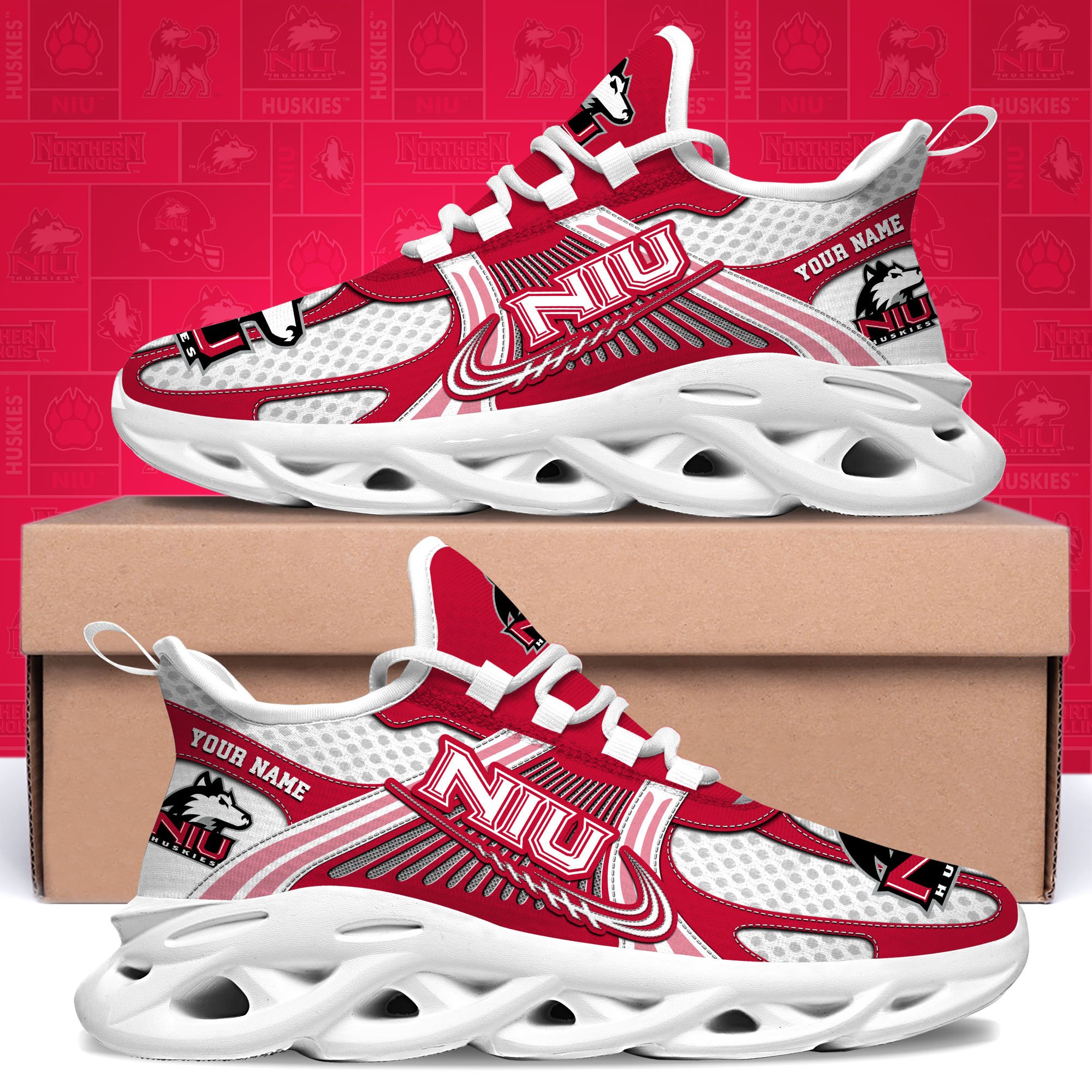Northern Illinois Huskies Clunky Sneakers Custom Your Name, Sport Sneakers, Sport Gifts For Fan, Gifts For Him