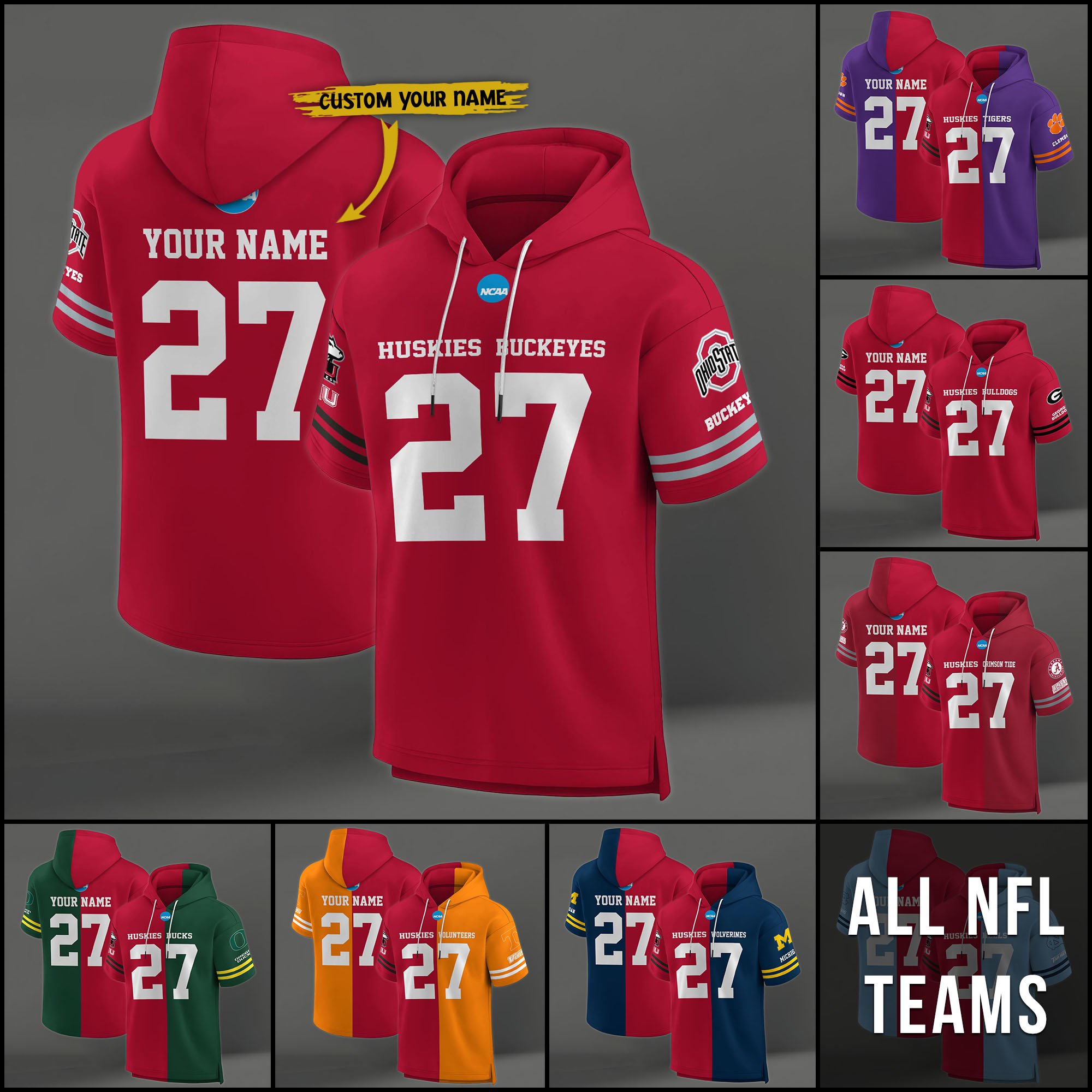 Northern Illinois Huskies House Divided Hoodie Custom Name, Number And Team, Hoodie For Football Fans