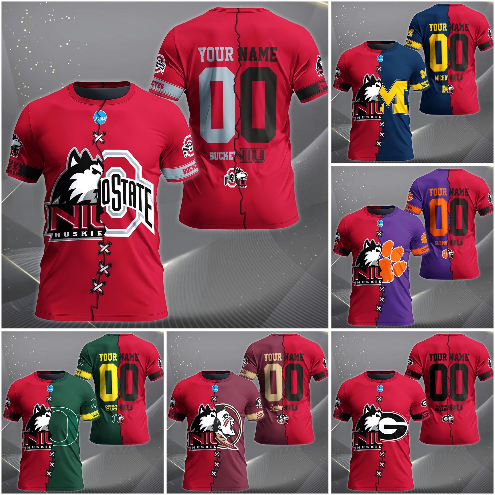 Northern Illinois Huskies House Divided T-Shirt Custom Name 2025 Version, Year And Team, Sport Shirts For Fan
