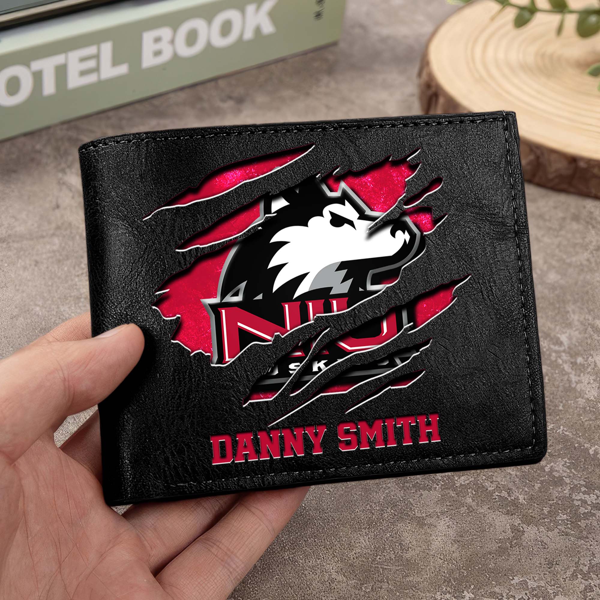 Northern Illinois Huskies Men Wallet Custom Your Name, Football Team Men Wallet For Fans, Gifts For Football Lovers