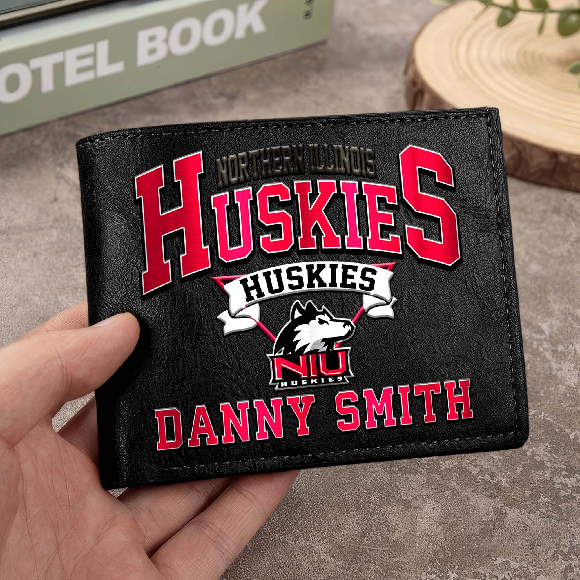 Northern Illinois Huskies Men Wallet Custom Your Name, Football Team Men Wallet For Fans, Gifts For Football Lovers