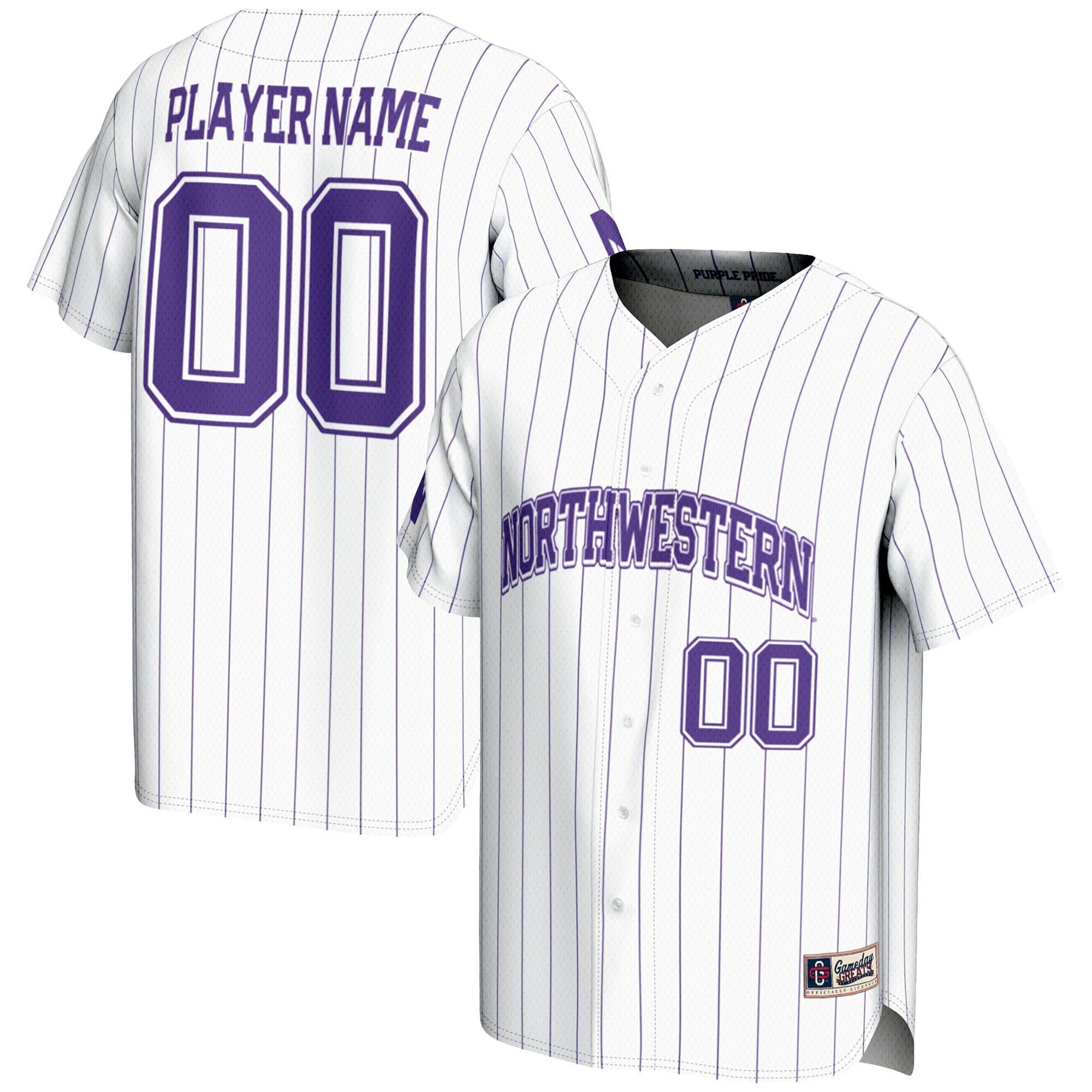 Northwestern Wildcats Gameday Greats NIL Pick A Player Lightweight Baseball Jersey - White