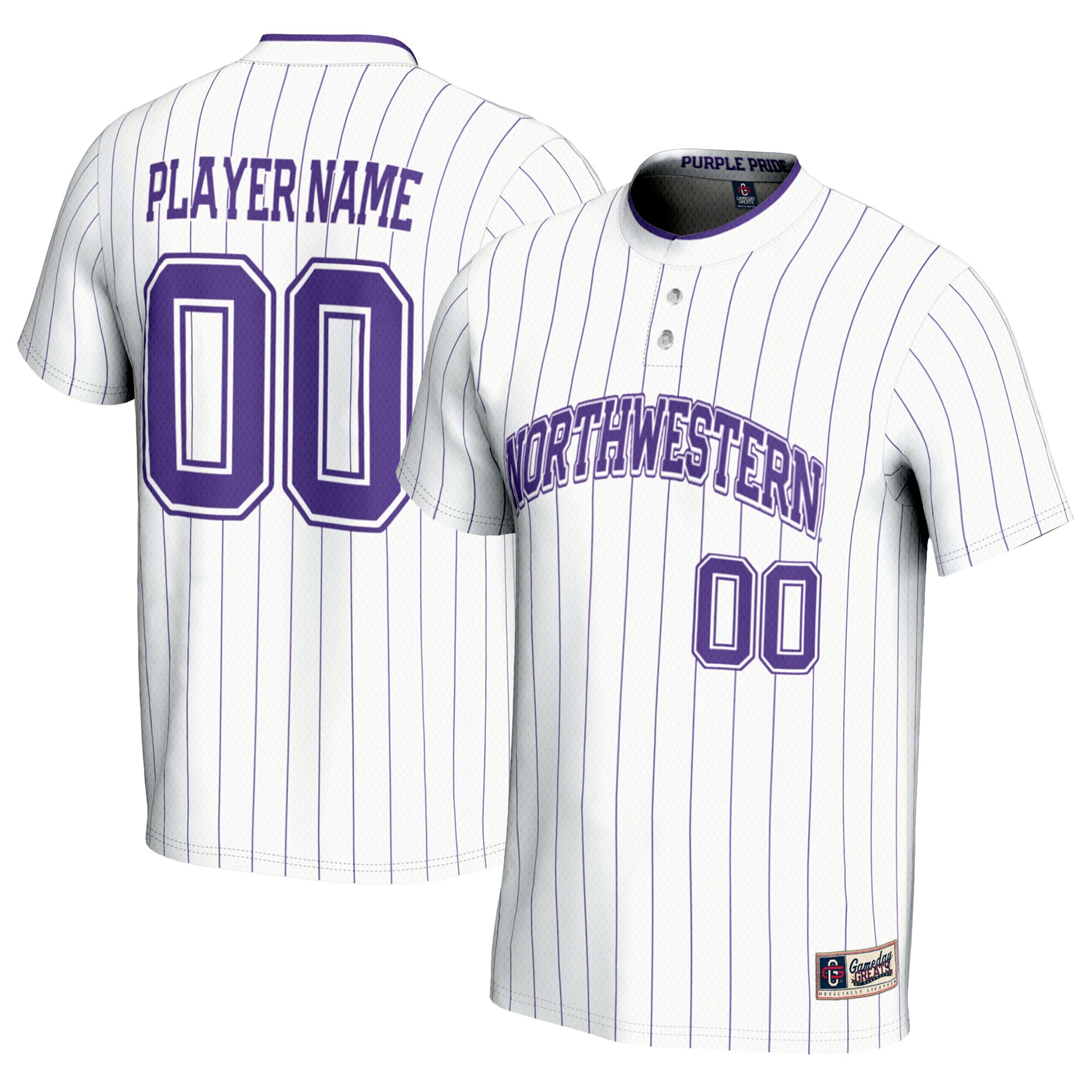 Northwestern Wildcats Gameday Greats Unisex NIL Pick A Player Lightweight Softball Jersey - White