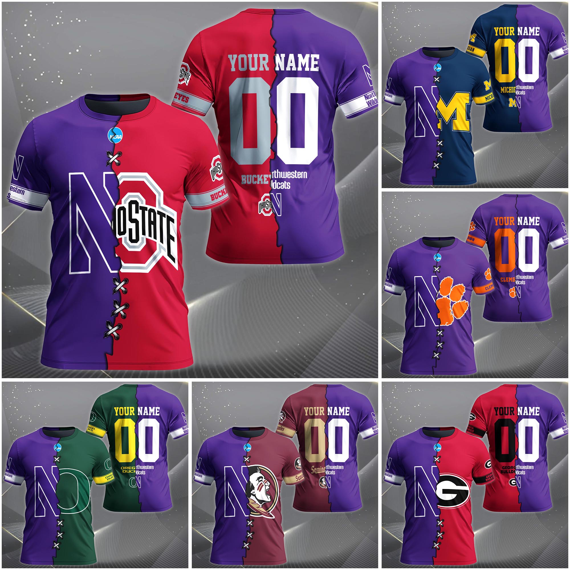 Northwestern Wildcats House Divided T-Shirt Custom Name 2025 Version, Year And Team, Sport Shirts For Fan