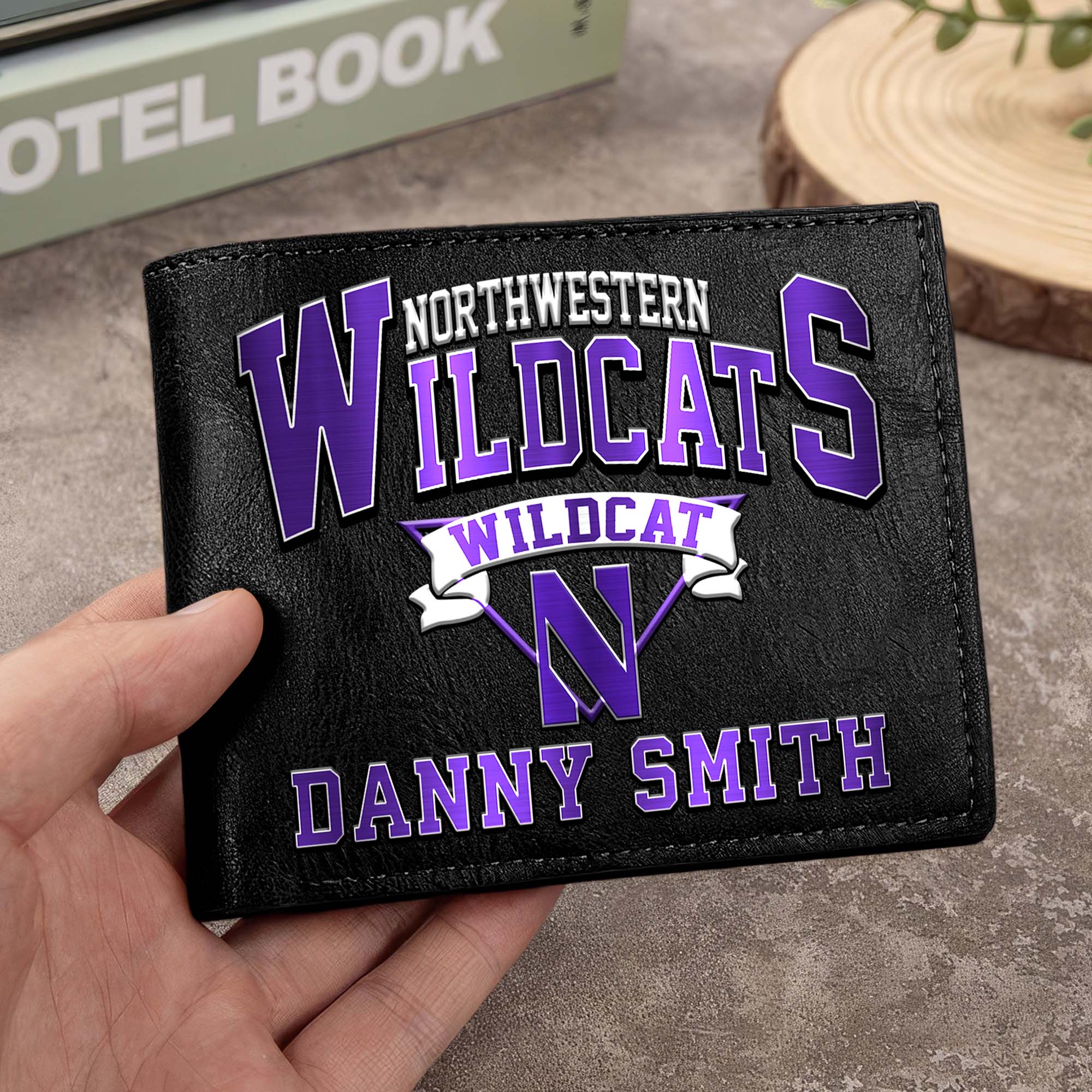 Northwestern Wildcats Men Wallet Custom Your Name, Football Team Men Wallet For Fans, Gifts For Football Lovers
