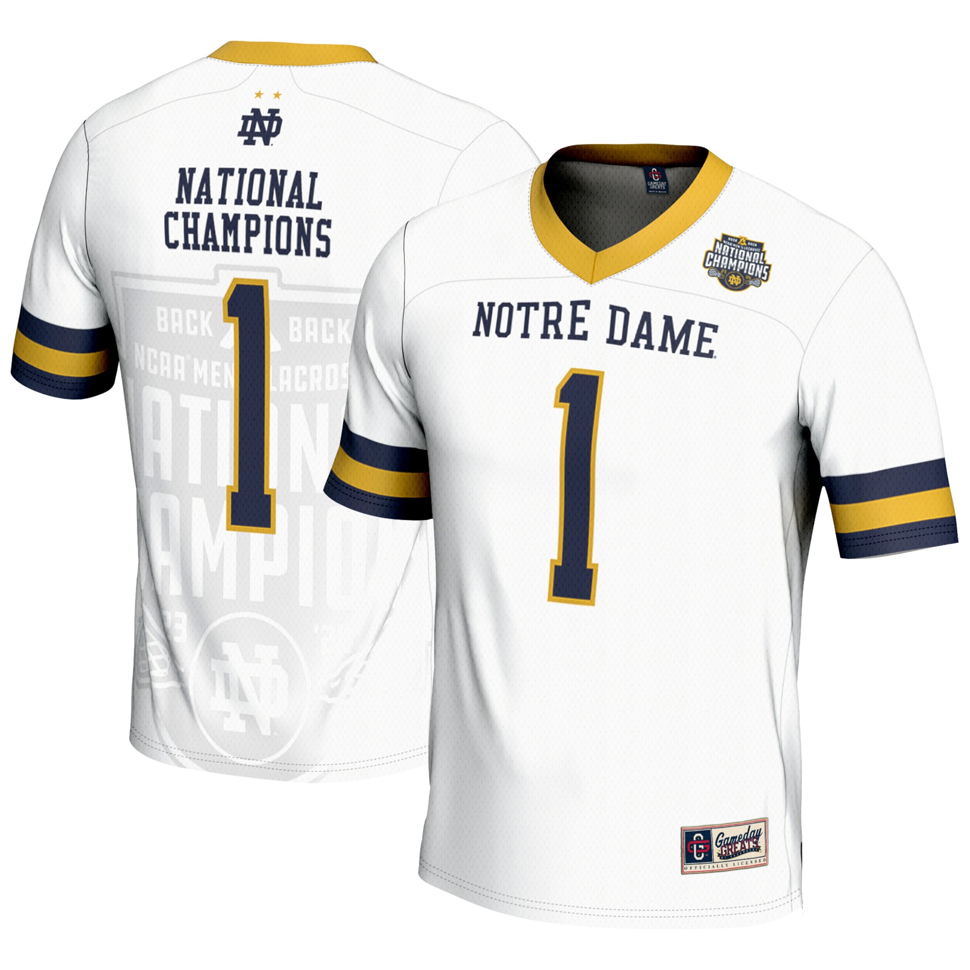 Notre Dame Fighting Irish Gameday Greats Youth 2024 NCAA Mens Lacrosse National Champions Lightweight Fashion Jersey - White