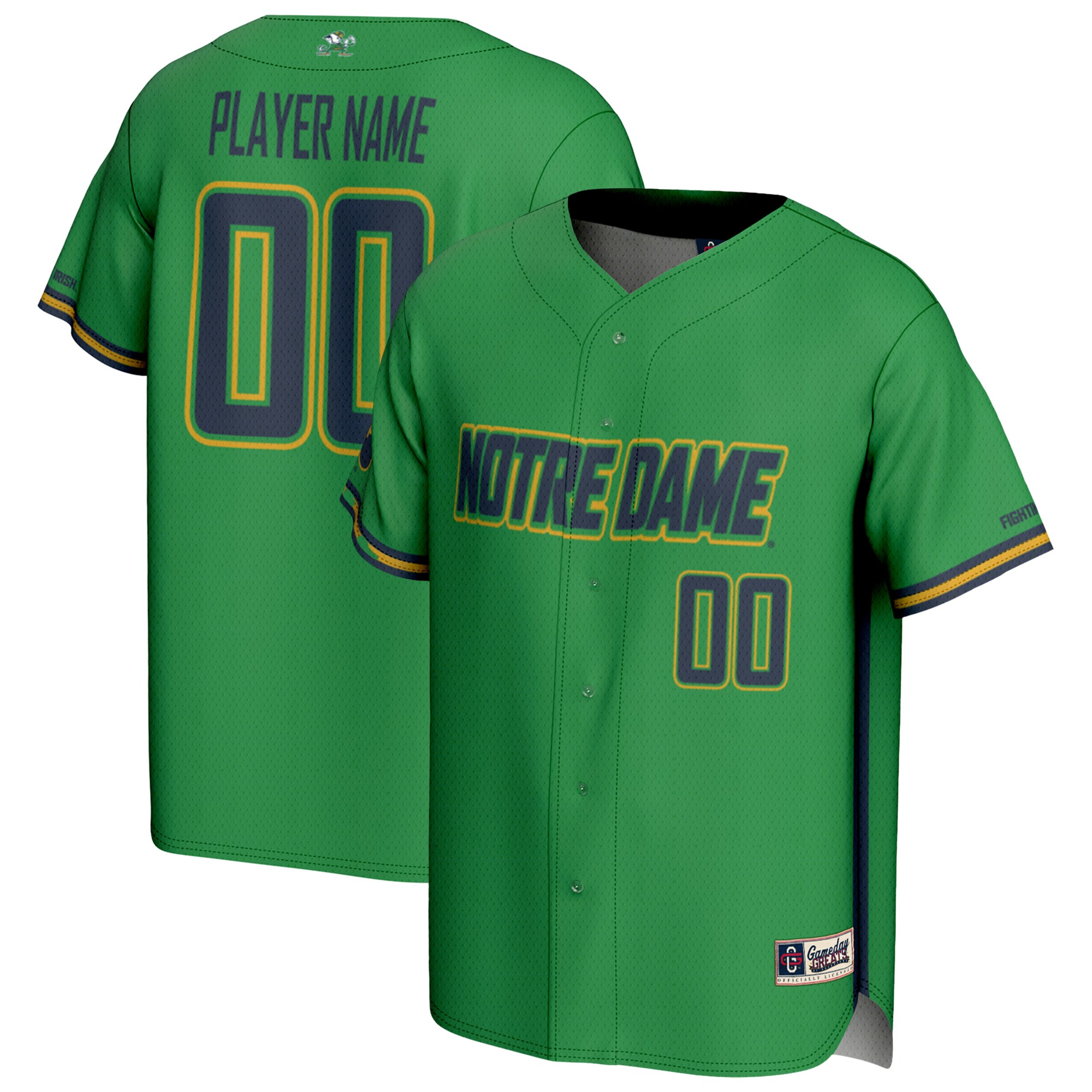 Notre Dame Fighting Irish Gameday Greats Youth NIL Pick A Player Baseball Lightweight Jersey - Green