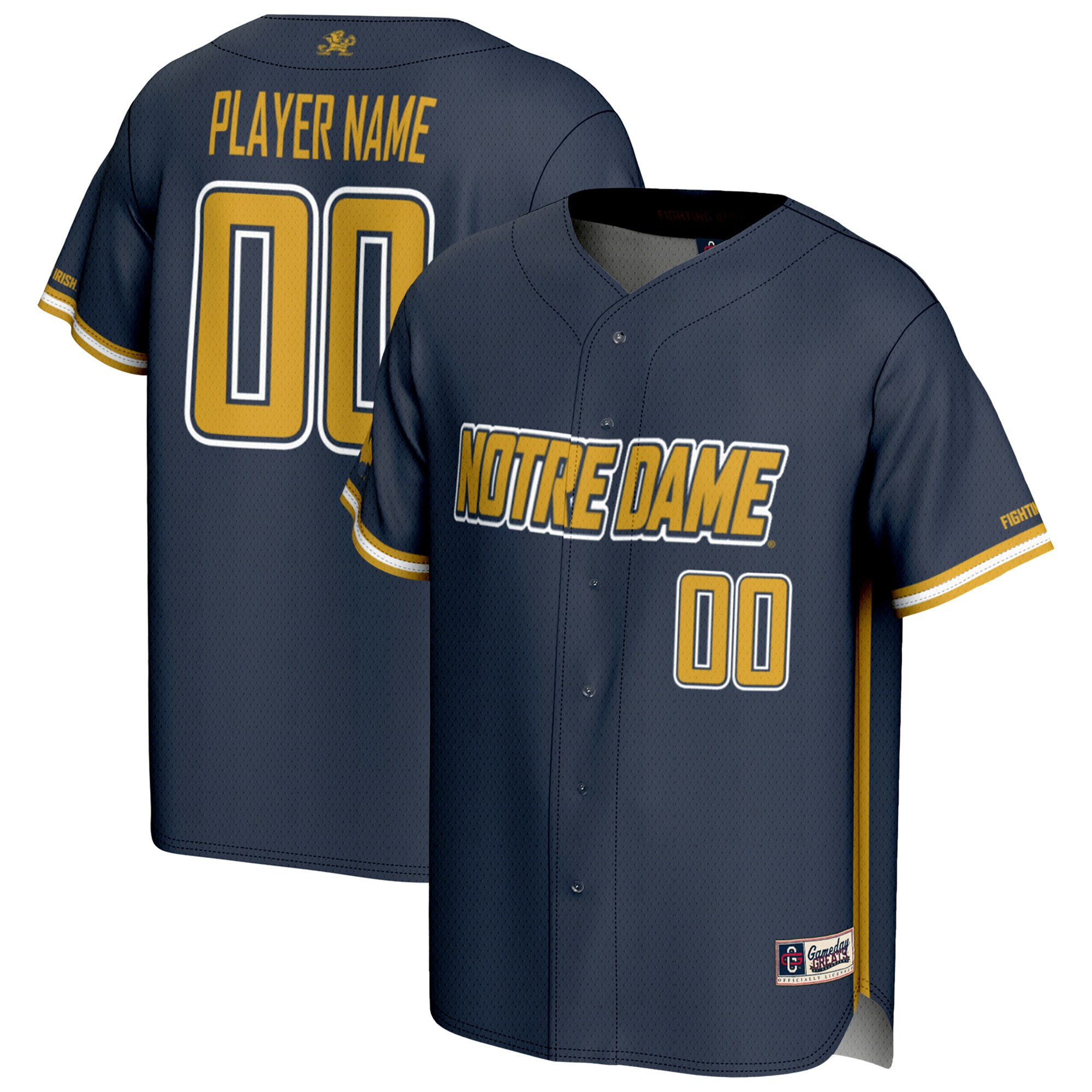 Notre Dame Fighting Irish Gameday Greats Youth NIL Pick A Player Baseball Lightweight Jersey - Navy