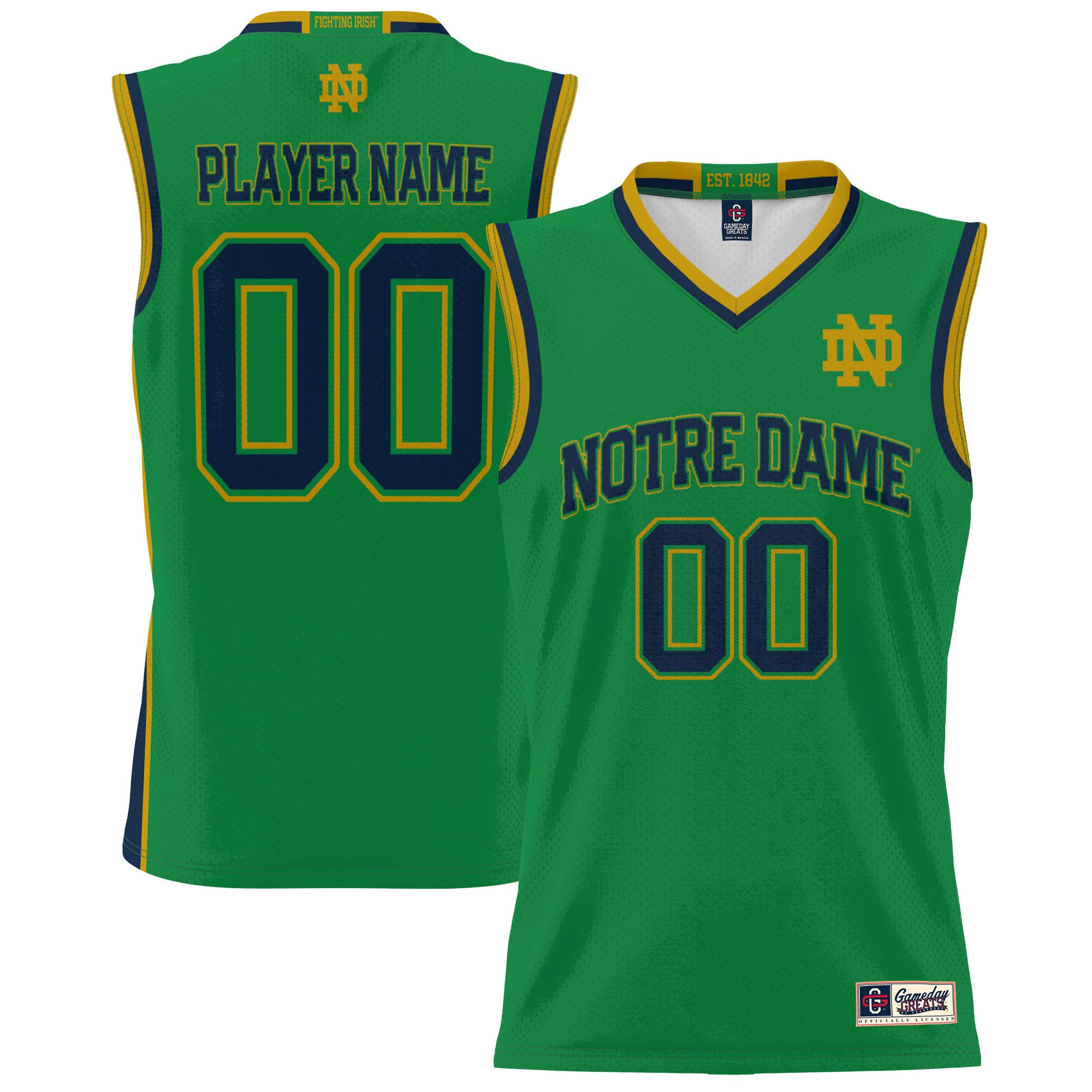 Notre Dame Fighting Irish Gameday Greats Youth NIL Pick A Player Lightweight Basketball Jersey - Green