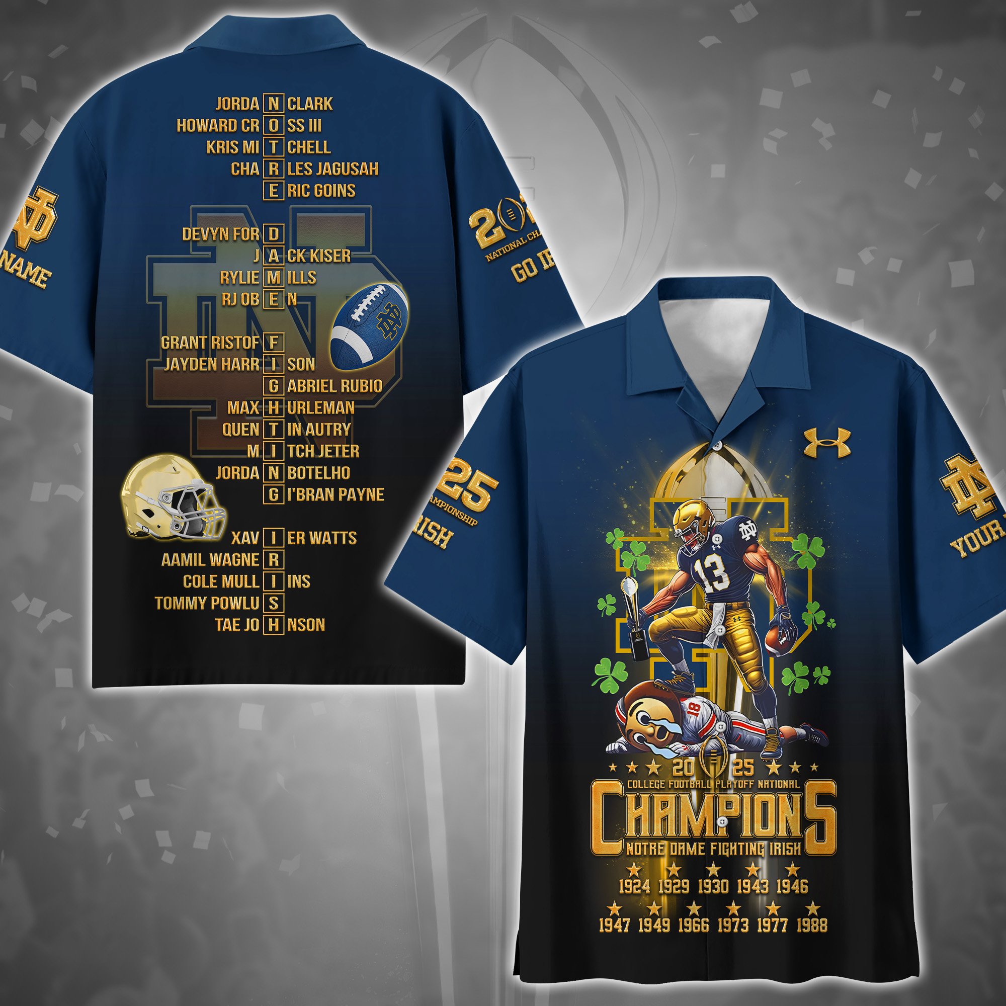 Notre Dame Fighting Irish Hawaii Shirt College Football Playoff National Champions 2024   2025 Shirt Personalized Your Name Gifts For Fans ETRG