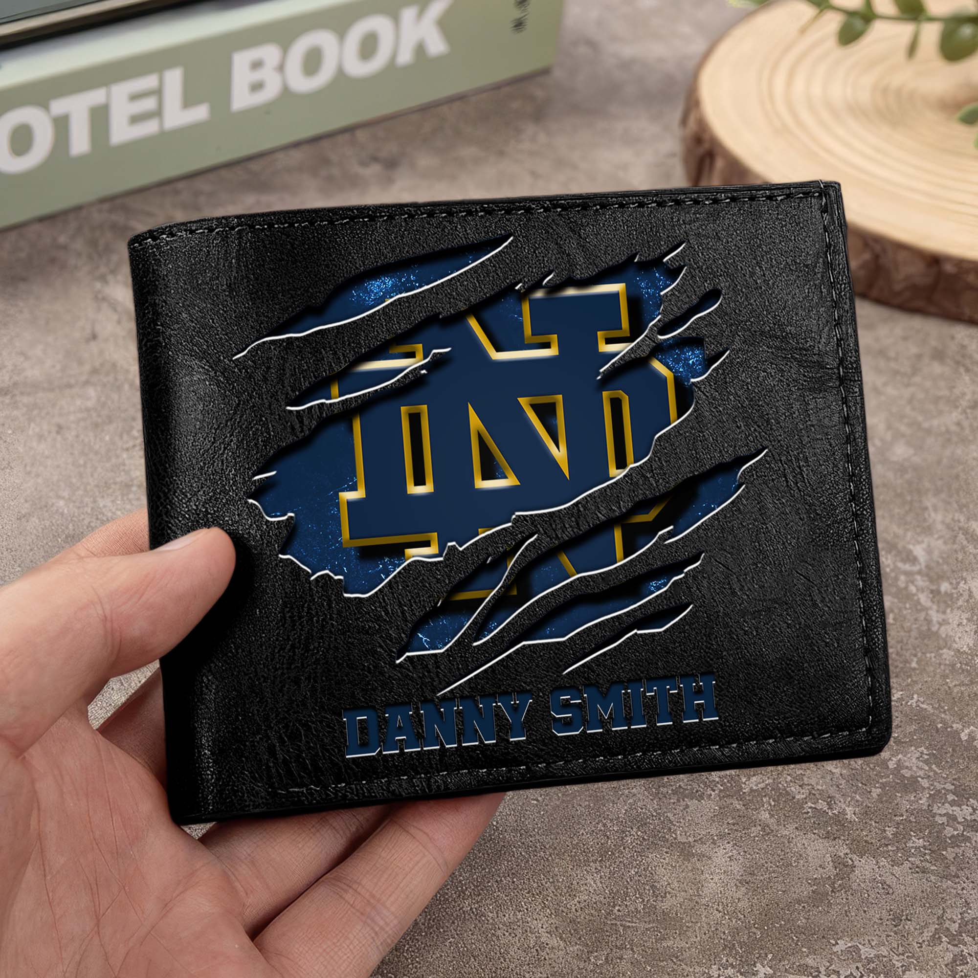Notre Dame Fighting Irish Men Wallet Custom Your Name, Football Team Men Wallet For Fans, Gifts For Football Lovers