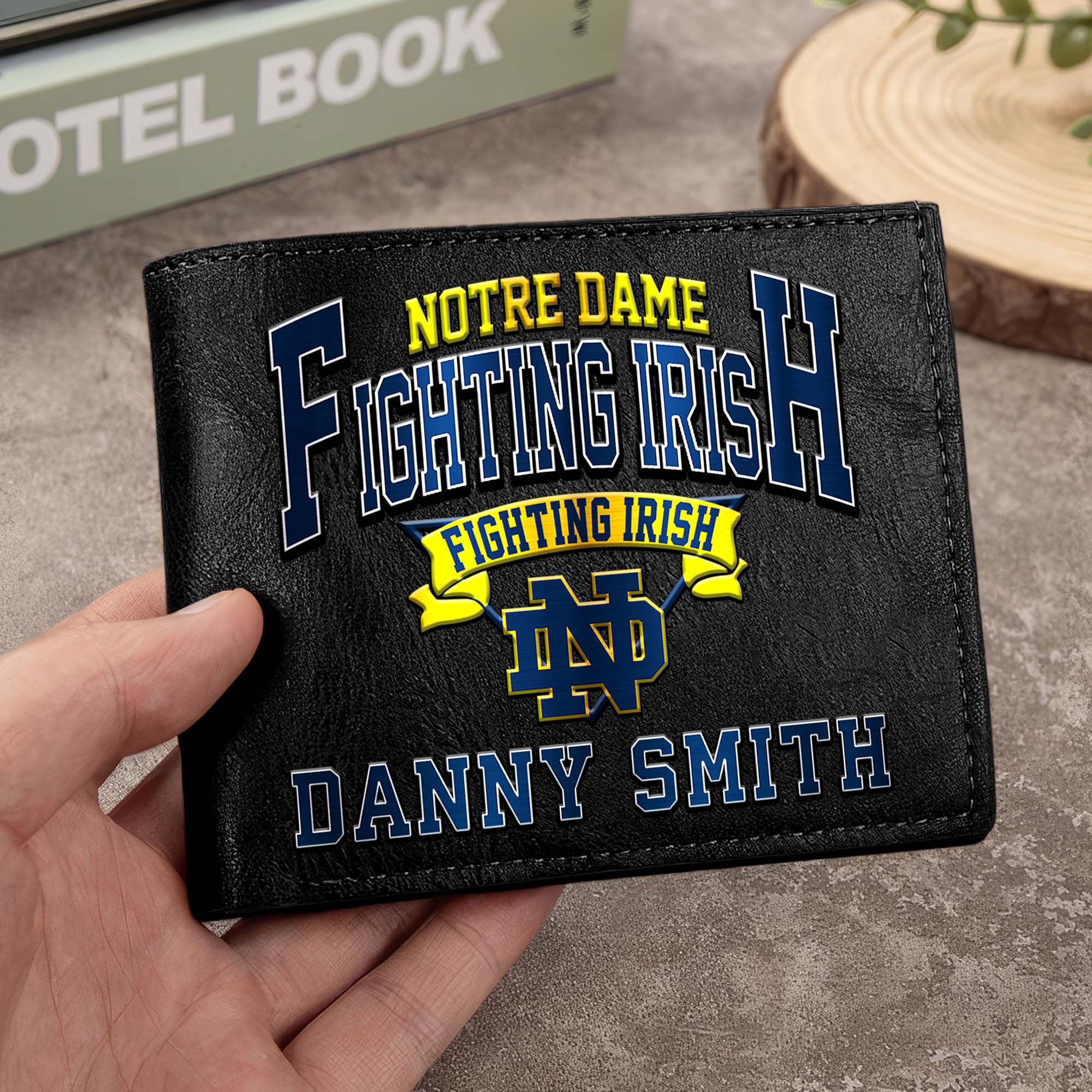 Notre Dame Fighting Irish Men Wallet Custom Your Name, Football Team Men Wallet For Fans, Gifts For Football Lovers