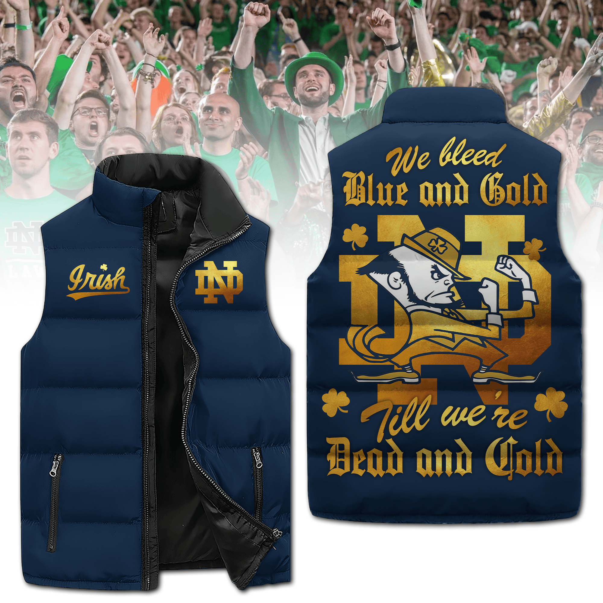 Notre Dame Fighting Irish NCAA Sleeveless Puffer Jacket