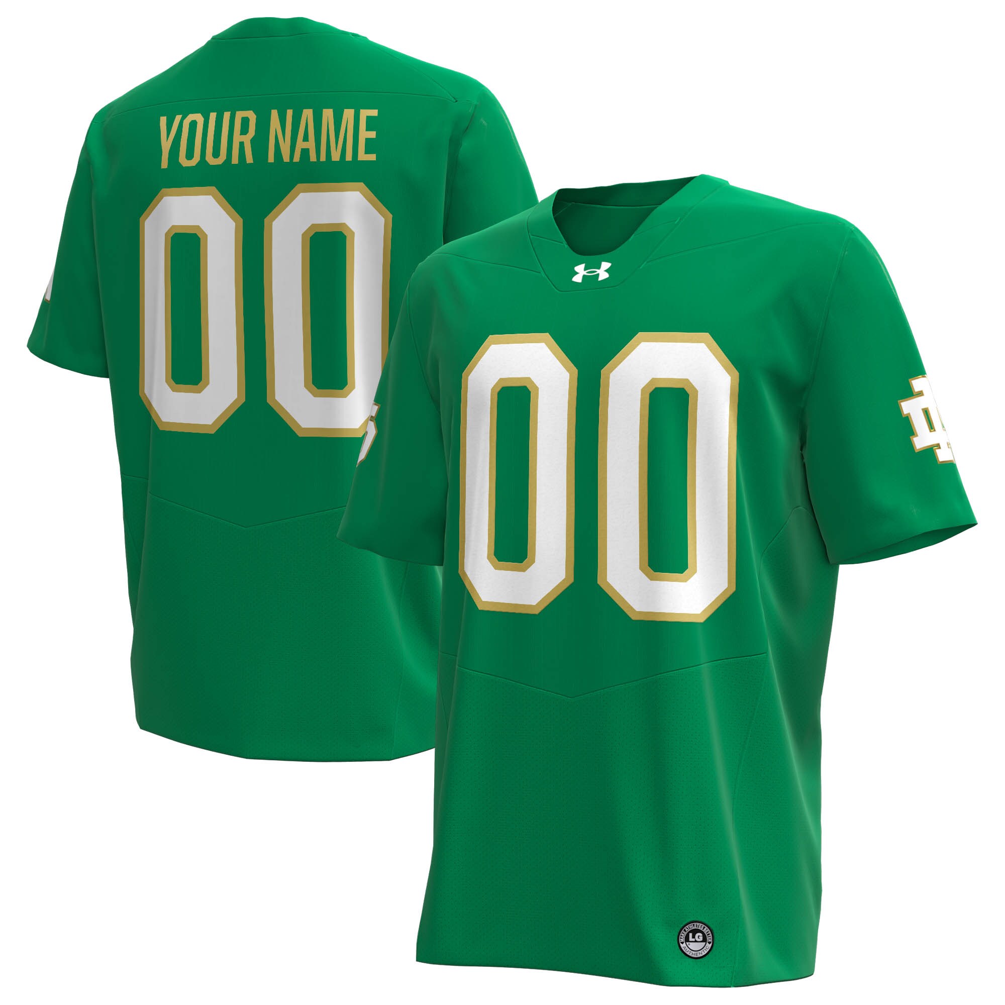 Notre Dame Fighting Irish Under Armour Custom Replica Football Jersey - Kelly Green