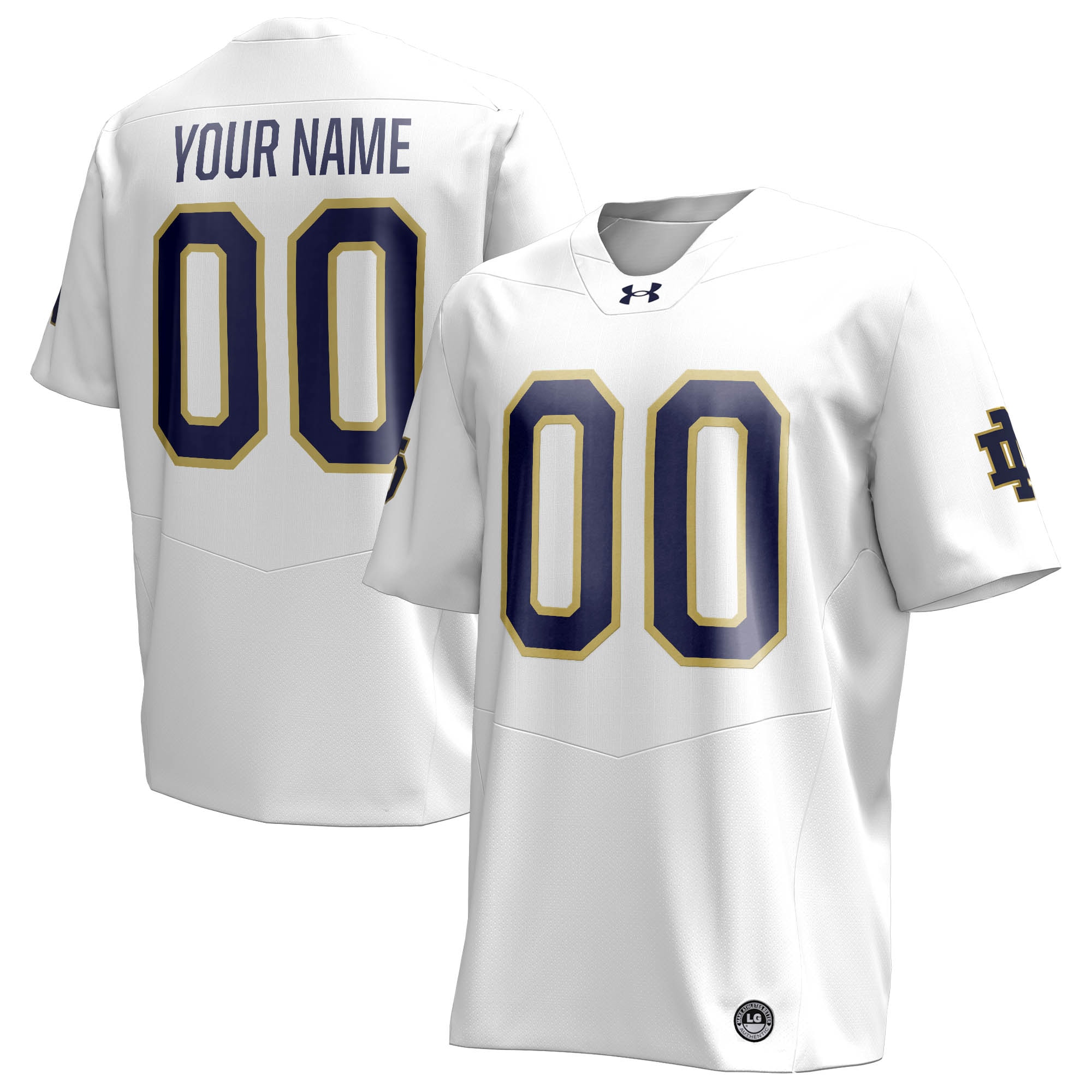 Notre Dame Fighting Irish Under Armour Custom Replica Football Jersey - White