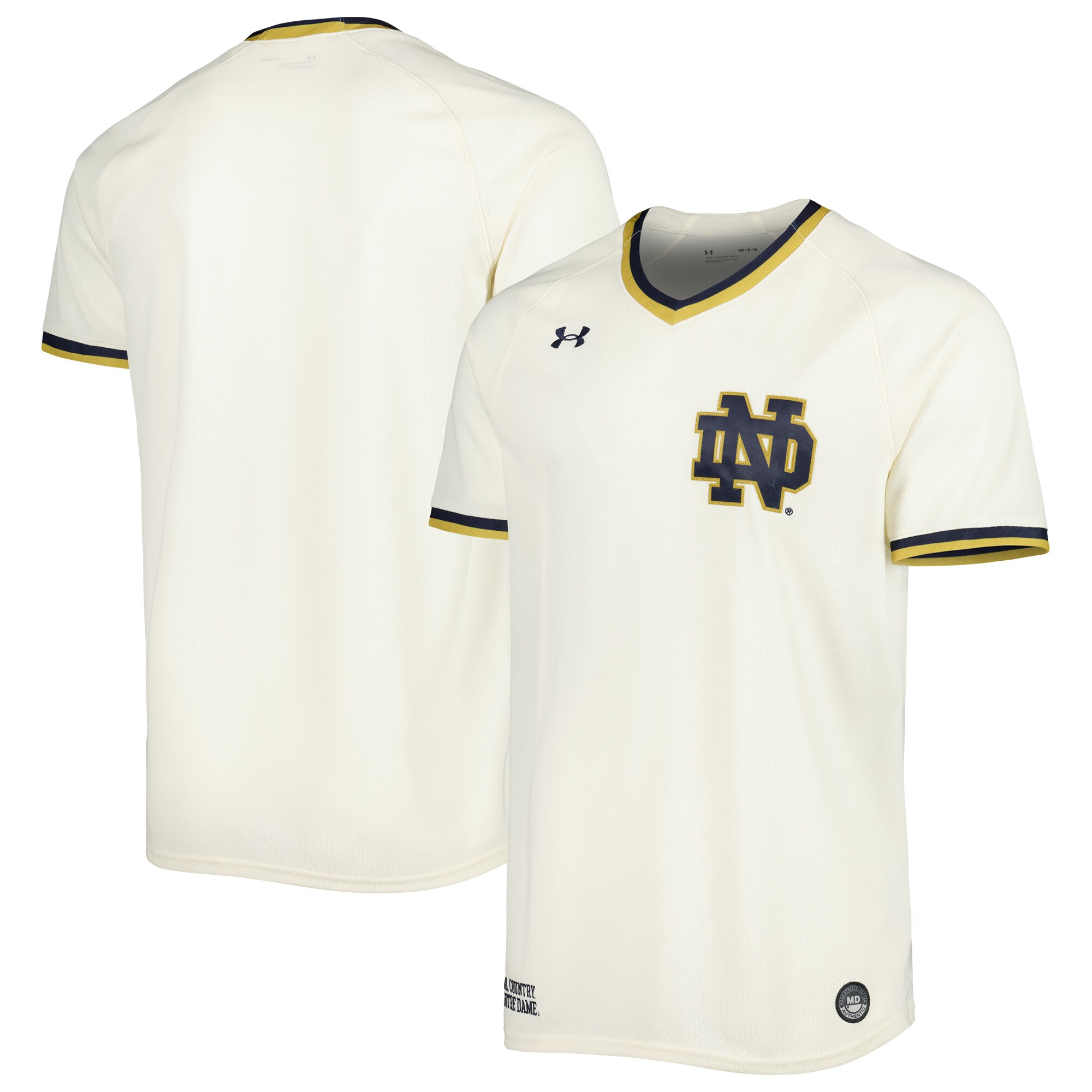 Notre Dame Fighting Irish Under Armour Replica Baseball Jersey - Cream