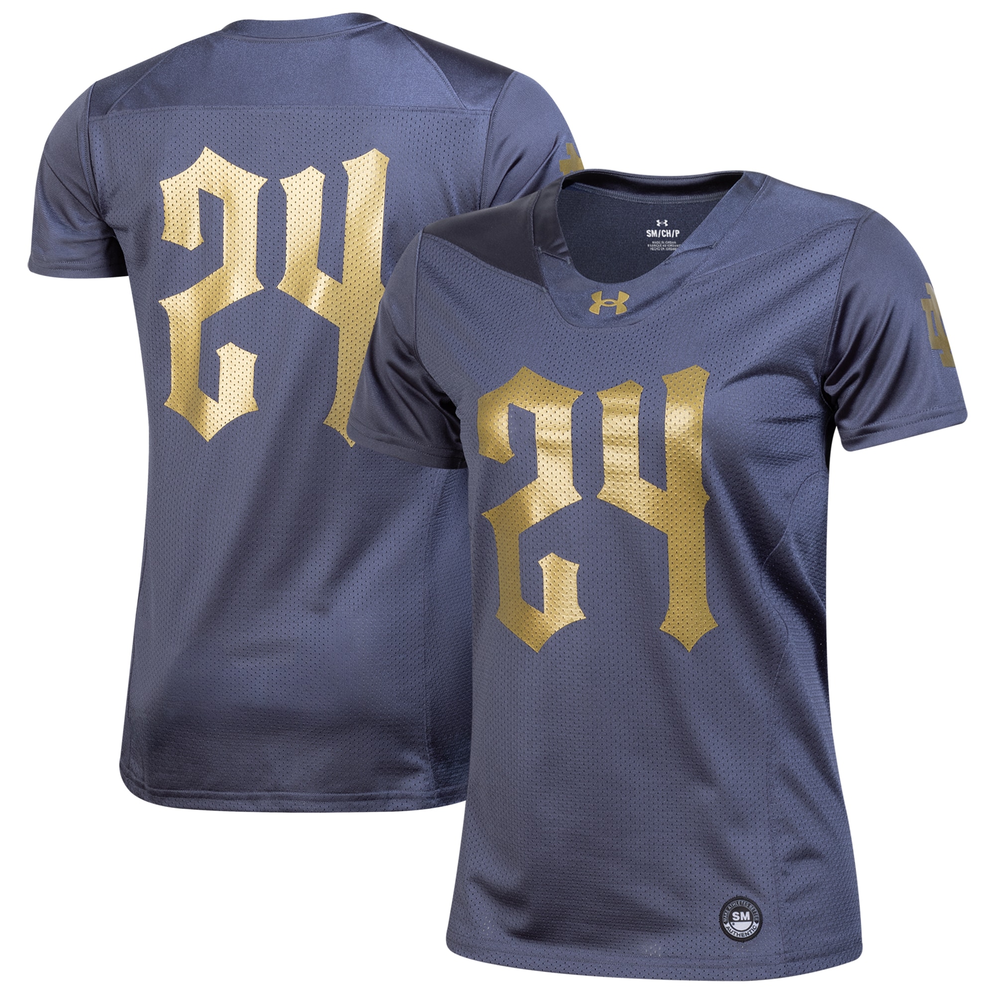 Notre Dame Fighting Irish Under Armour Womens 2024 Shamrock Series Replica Jersey - Navy