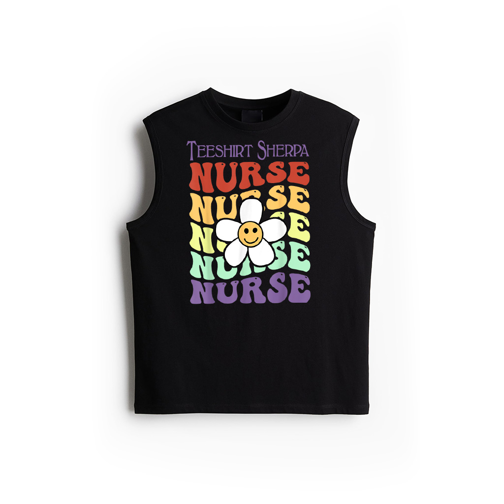 Nurse Retro Sunflower Smile Face Colorful Nurses Day Vintage Tank Top