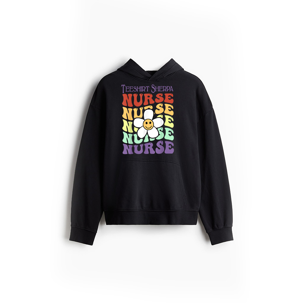 Nurse Retro Sunflower Smile Face Colorful Nurses Day Vintage Hoodie