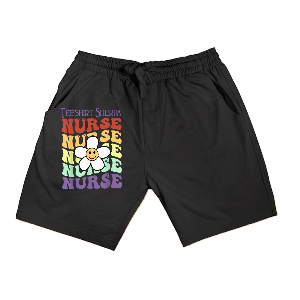 Nurse Retro Sunflower Smile Face Colorful Nurses Day Vintage Shorts